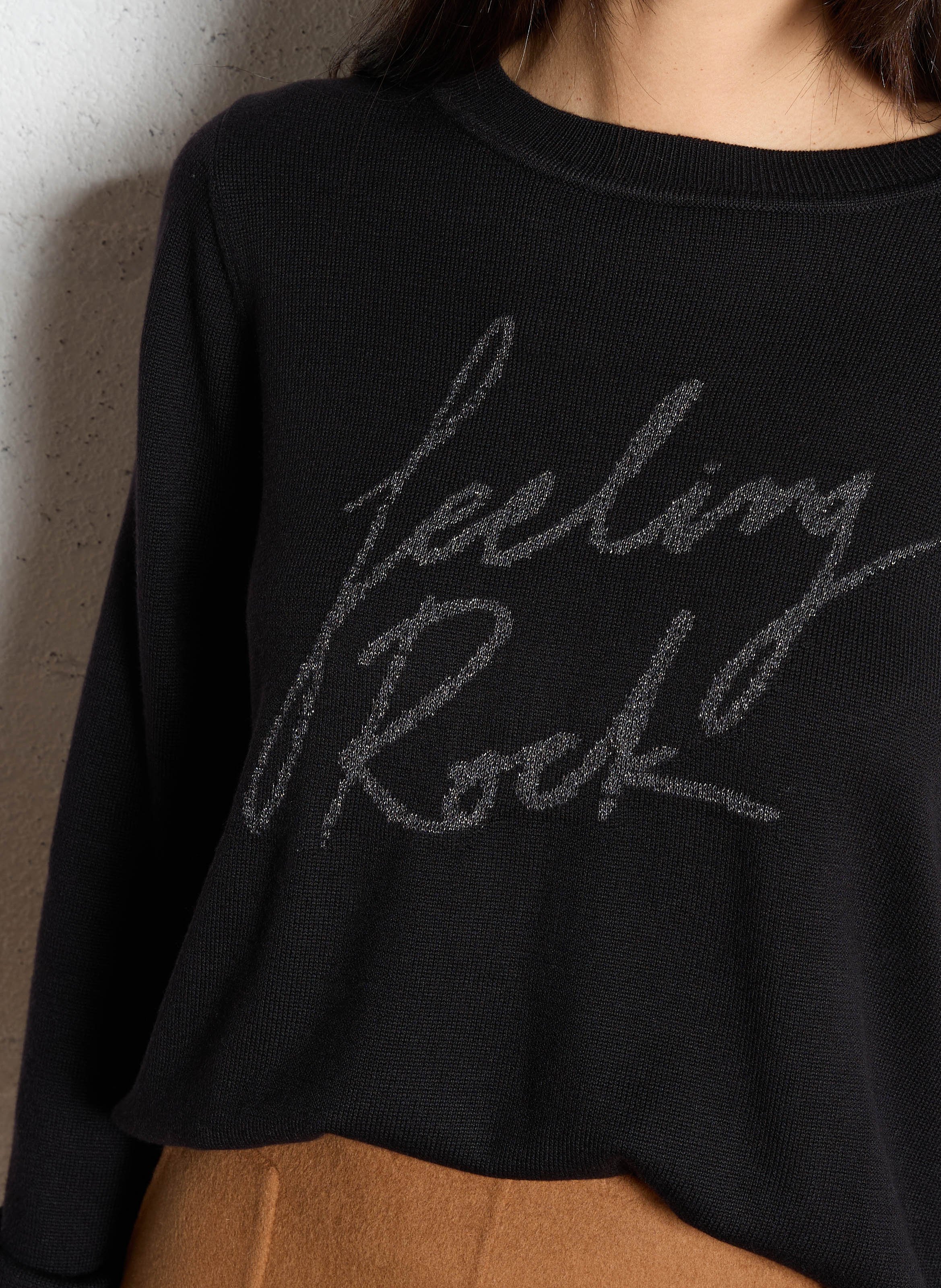 Pull ample col rond broderie métallisée IKKS Noir