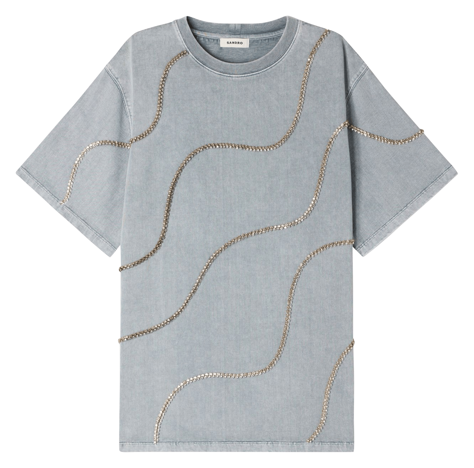 Tee-shirt oversize col rond en coton SANDRO Gris