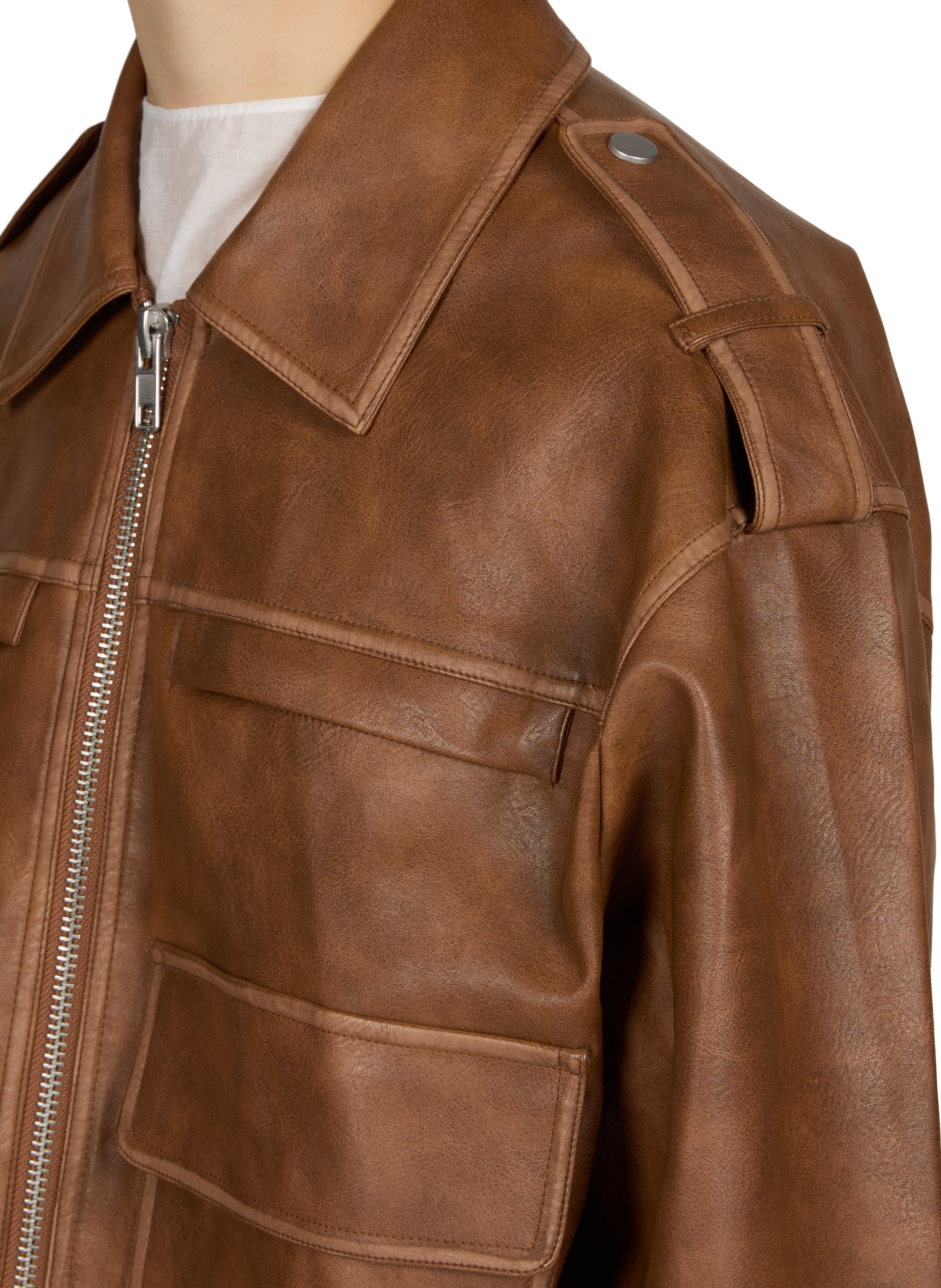 Veste légère droite à effet usé  TOPSHOP Marron