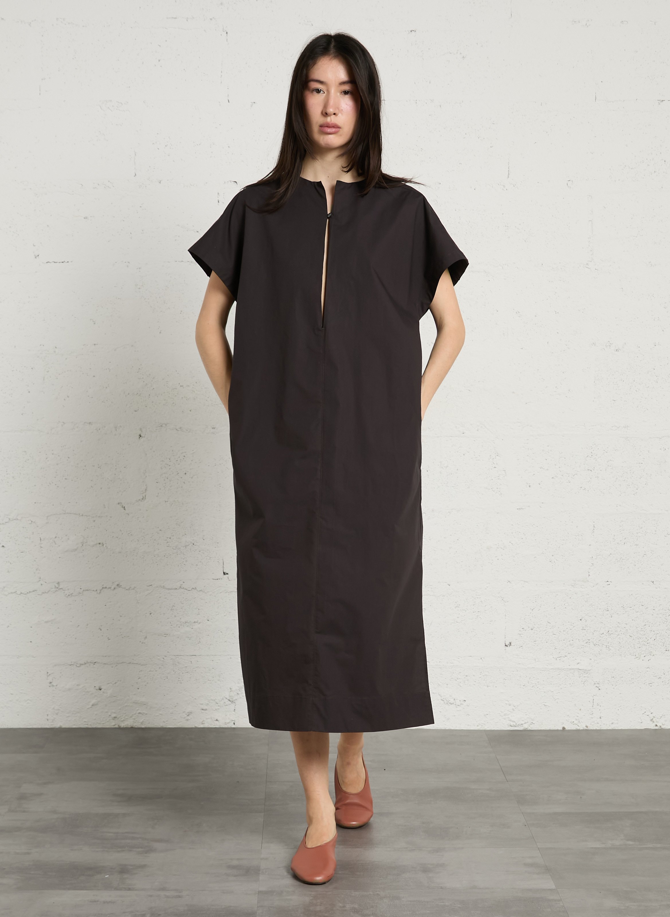 Robe midi en coton bio col rond ianni SOEUR Gris