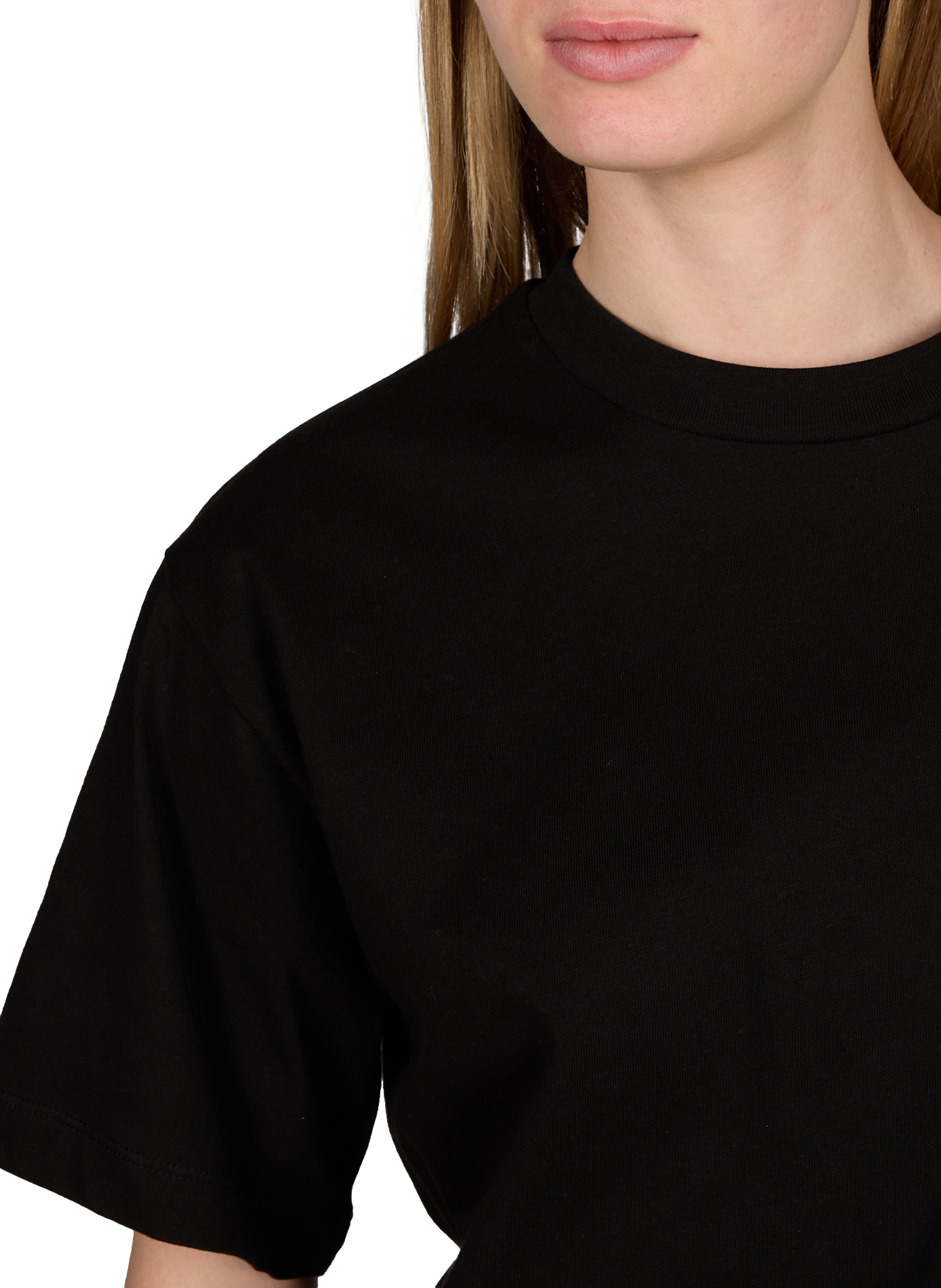 Camiseta recta de algodón OBJECT Negro