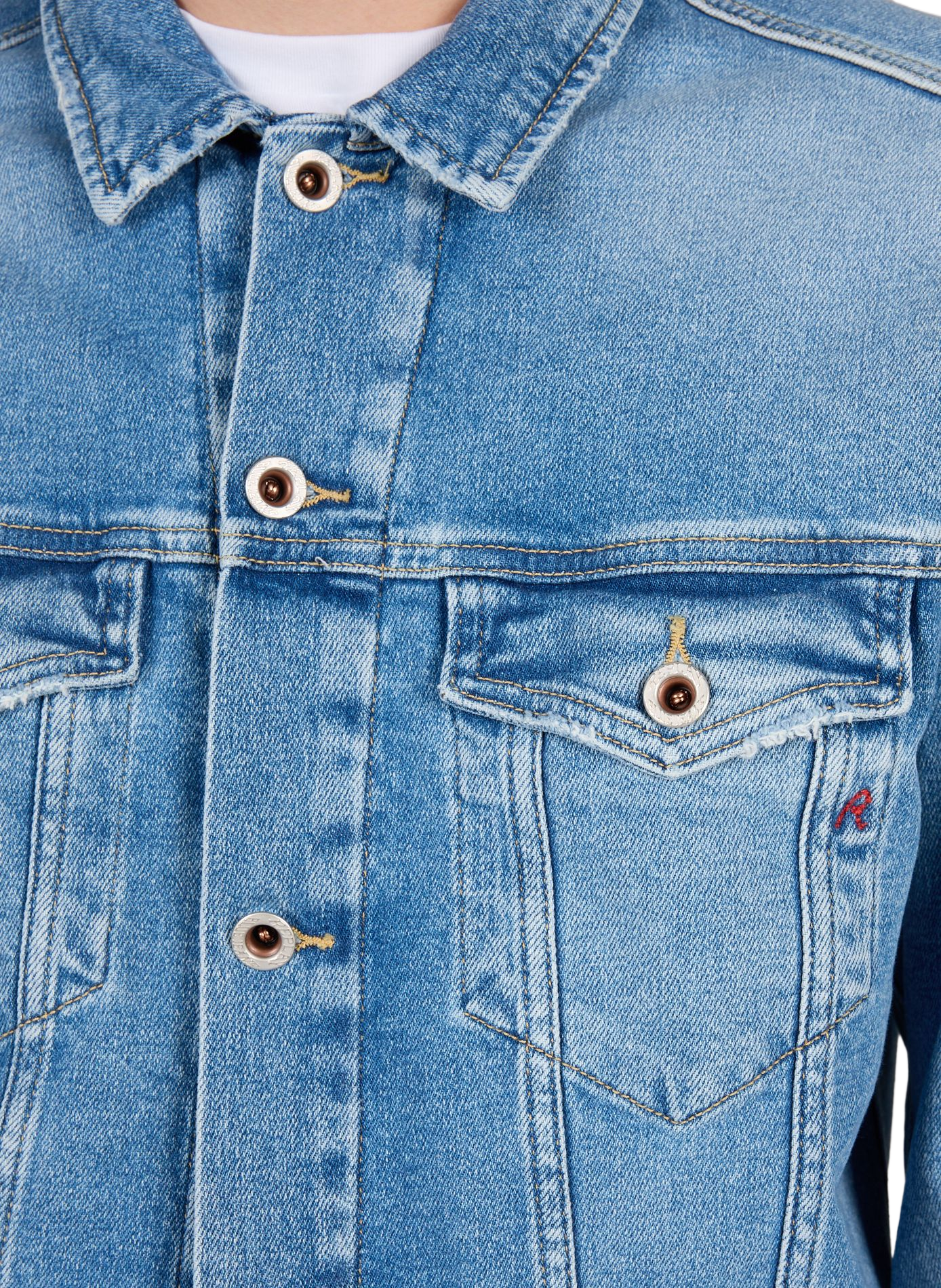 Jacket with classic collar in blended cotton denim REPLAY Blue