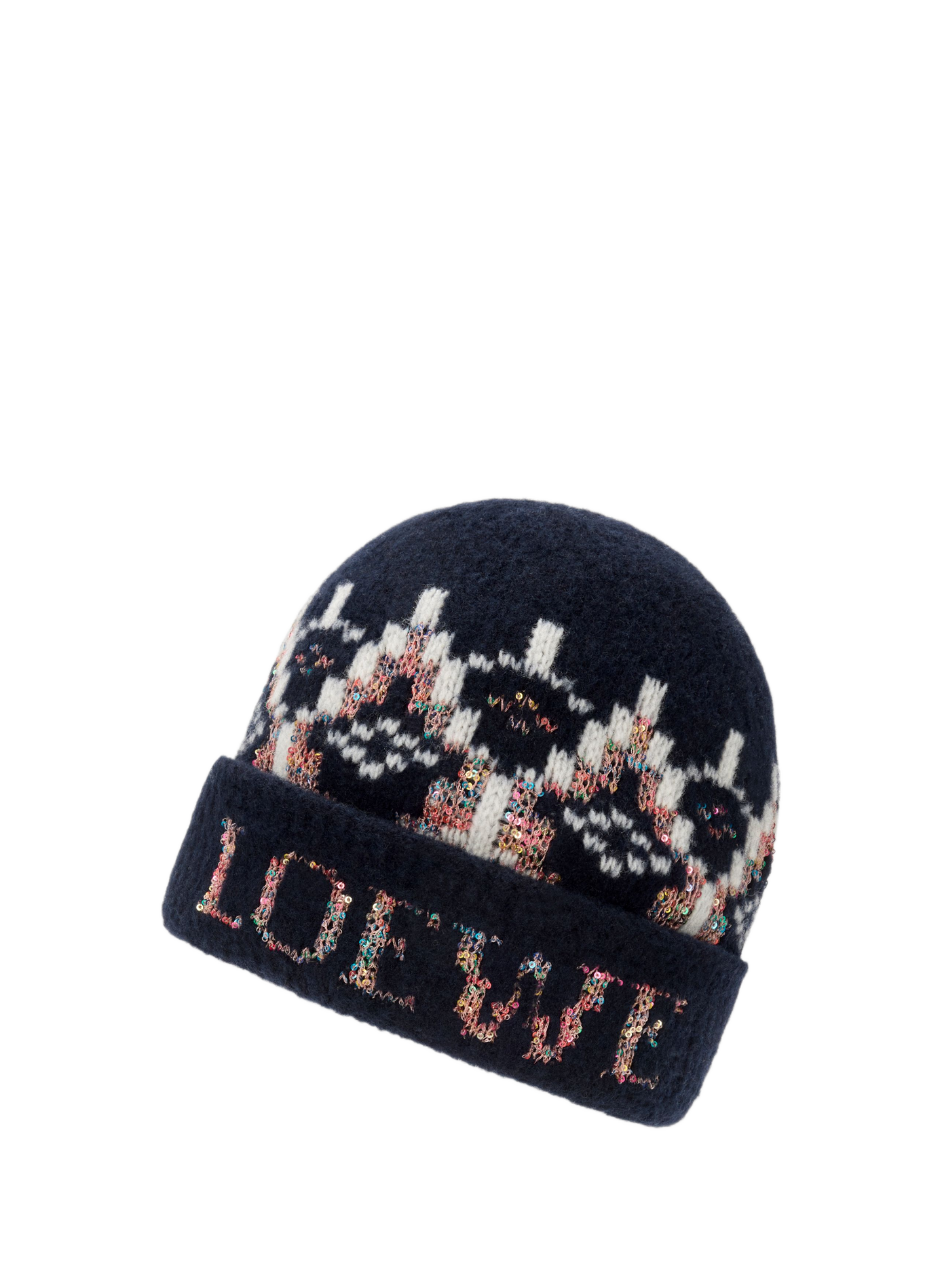Printed blend wool beanie LOEWE Blue
