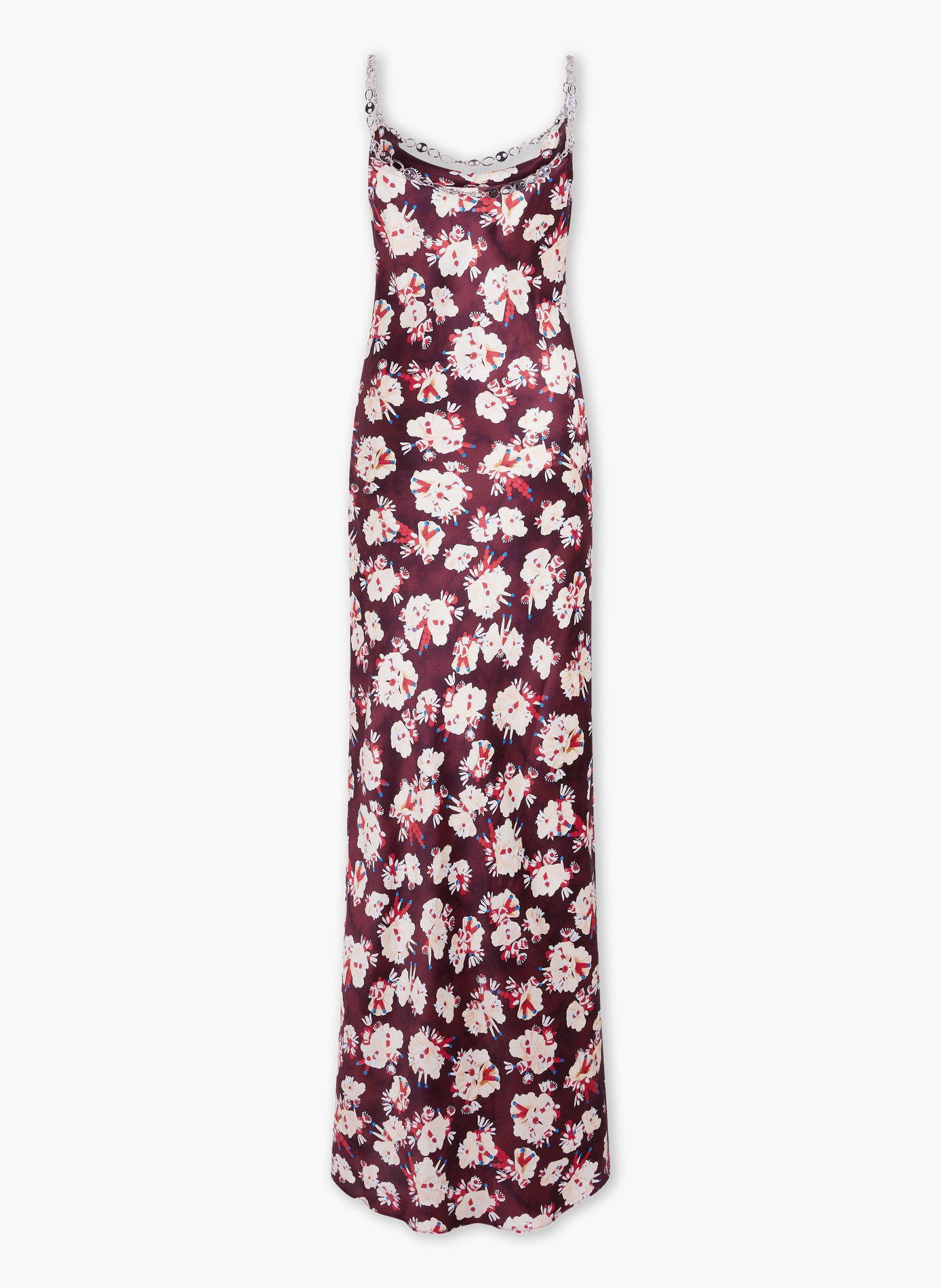 Robe longue à motif floral en satin de soie RABANNE Violet