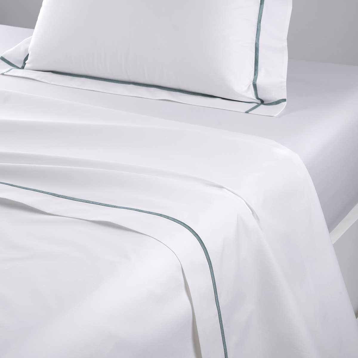 Drap plat en percale de coton, athéna BleuYVES DELORME