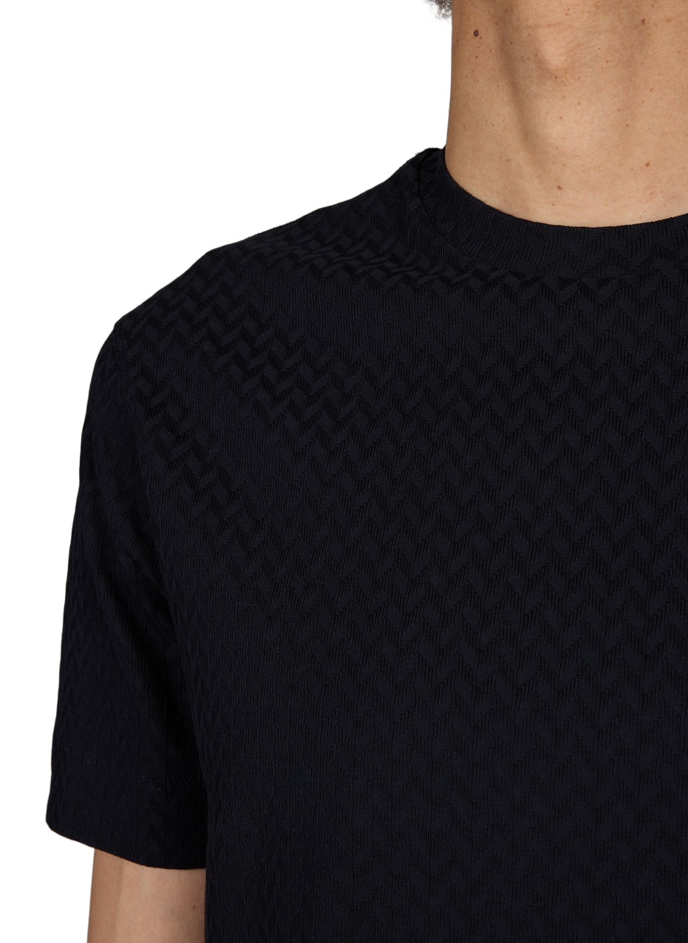 Round neck chevron cotton t-shirt EMPORIO ARMANI Blue