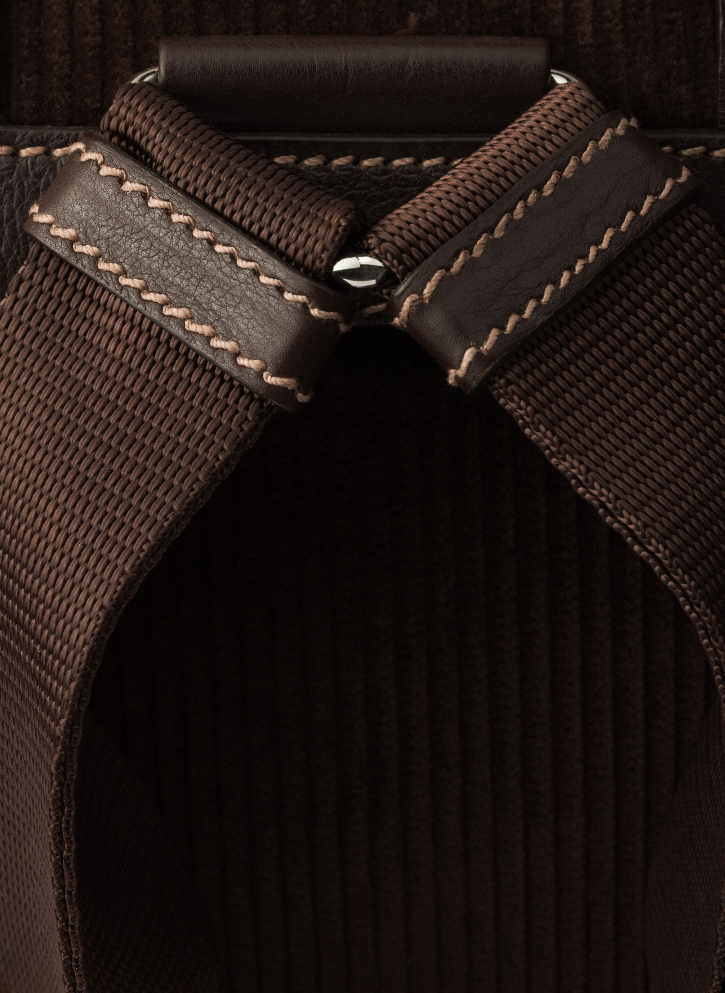 Sac à dos en velours côtelé et cuir moyen PRADA Marron