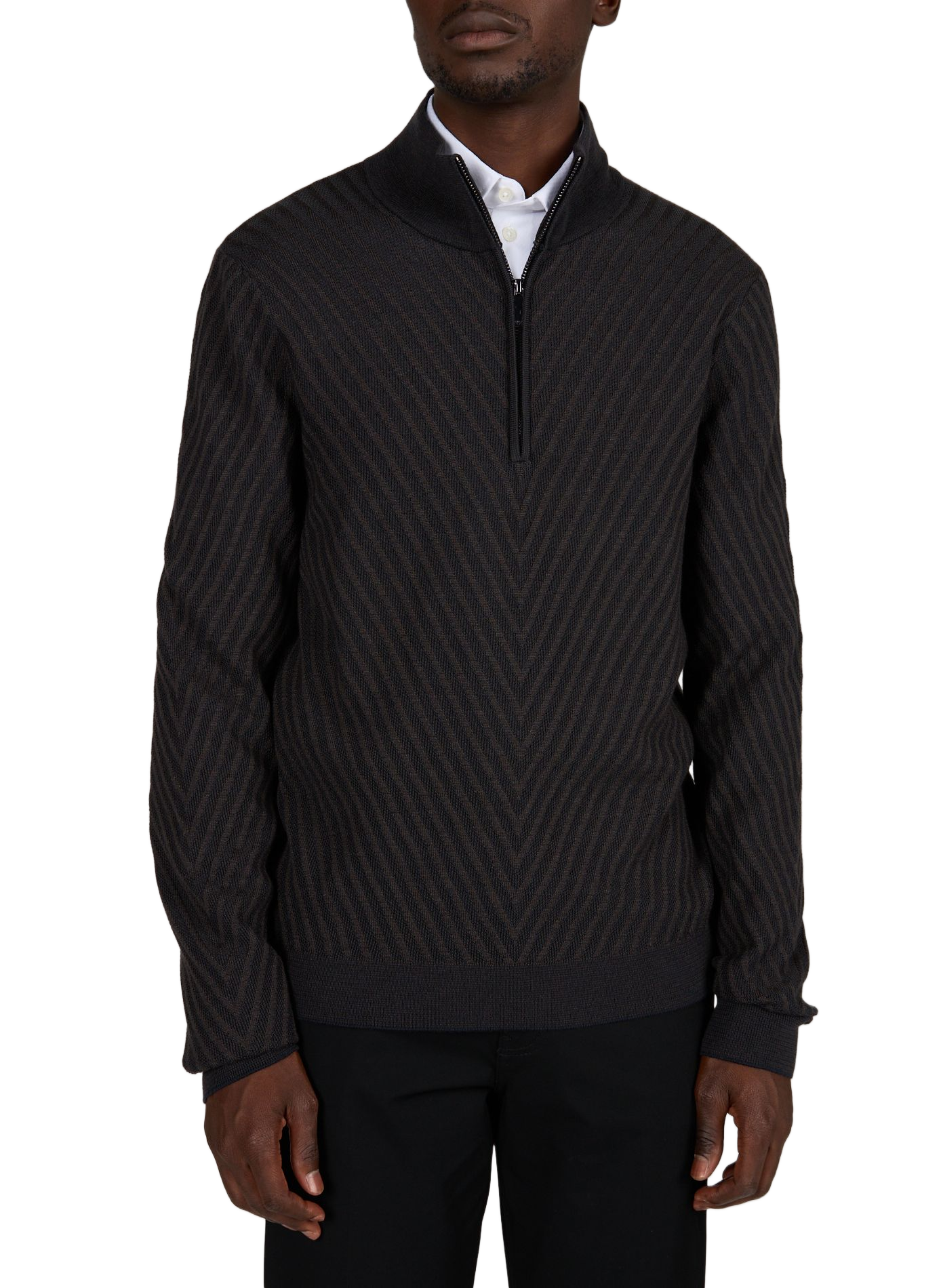 Straight wool zip-up sweater EMPORIO ARMANI Blue