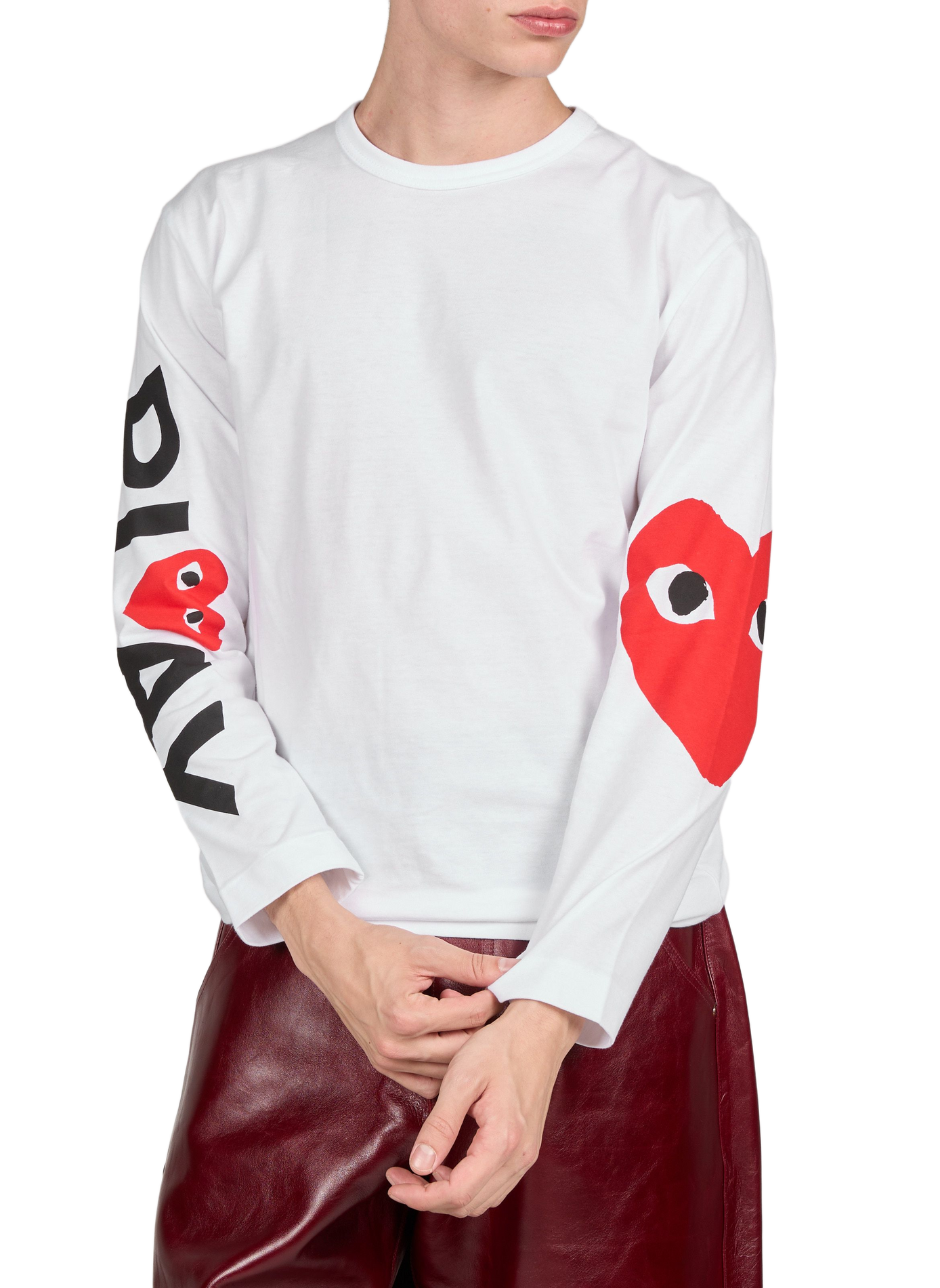 Langarm-T-Shirt mit Siebdruckmotiven COMME DES GARCONS PLAY Weiss