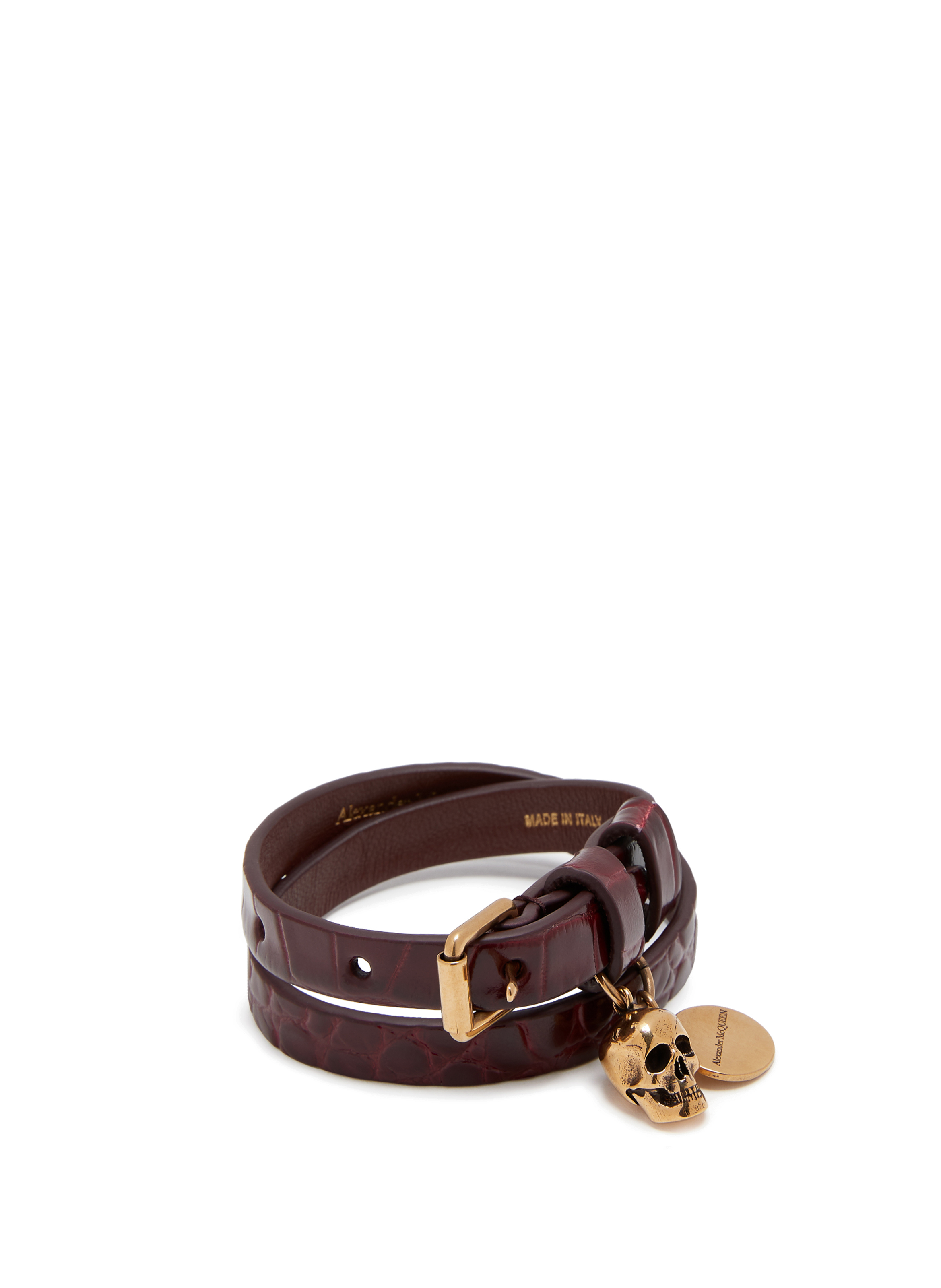 Bracelet double tour Skull en cuir