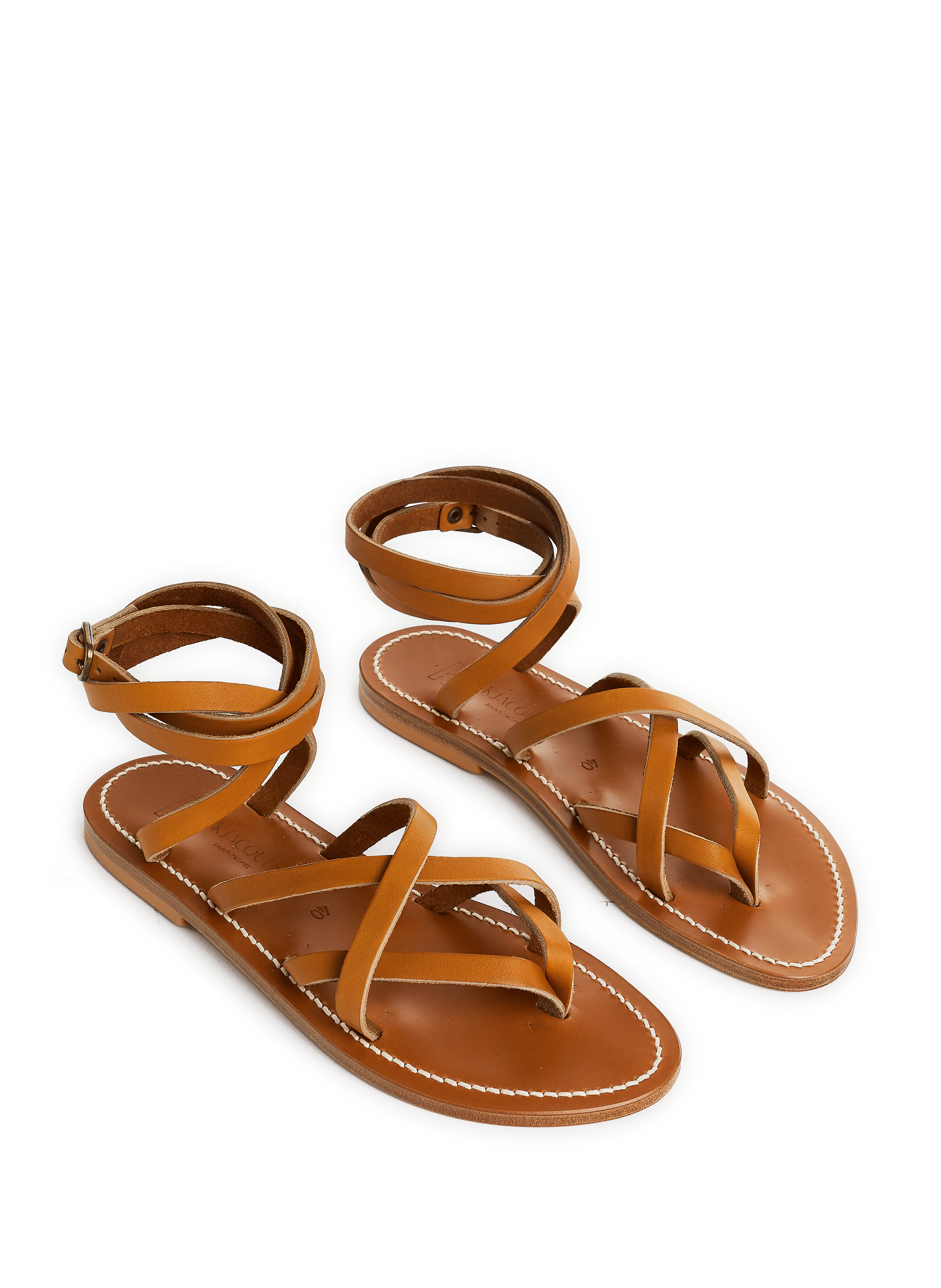 Flat leather sandals  K. JACQUES Brown