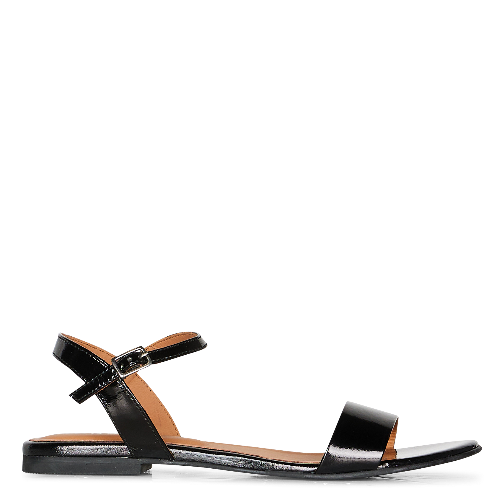 Sandales plates en cuir vernis wagram JONAK Noir