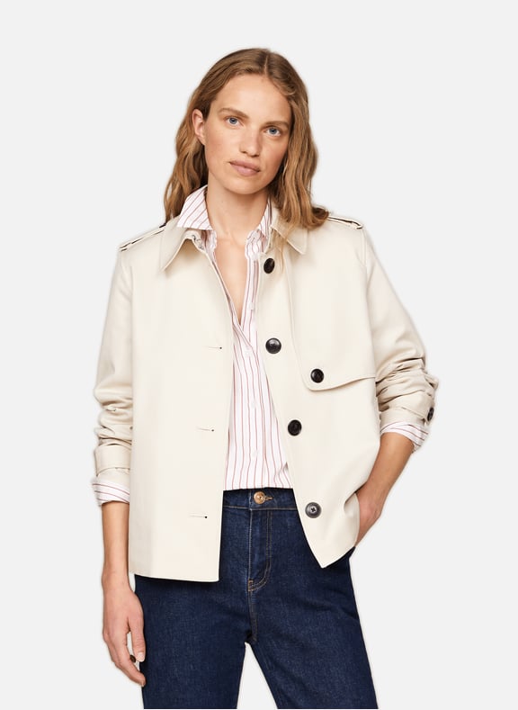 Short cotton trench coat Beige by TOMMY HILFIGER TOMMY HILFIGER Short cotton trench coat Beige