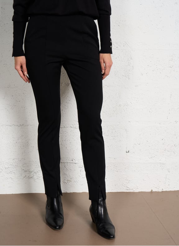 Pantalon slim en tissu stretch détails fentes Noir by IKKS IKKS Pantalon slim en tissu stretch détails fentes Noir