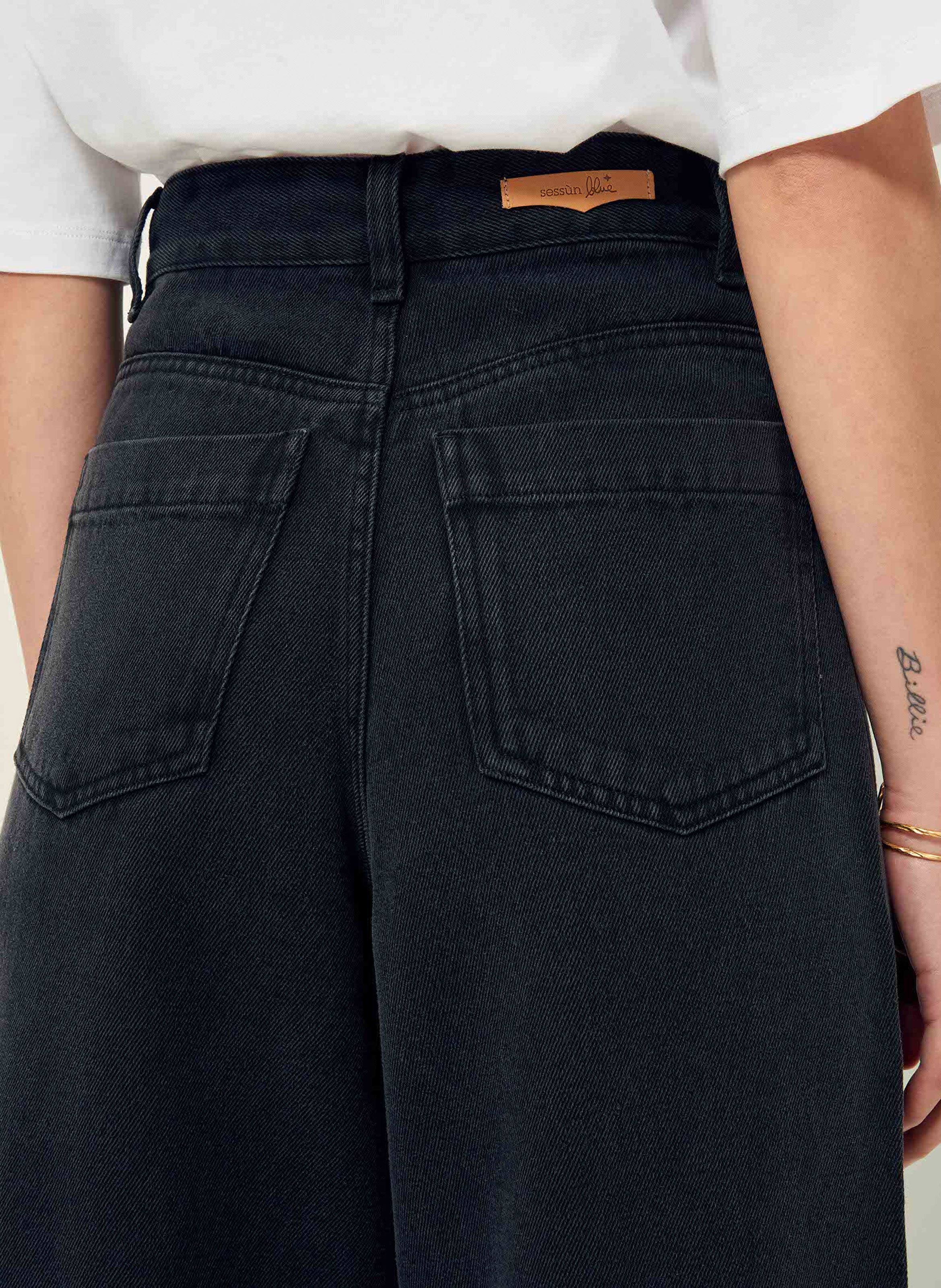 Jean ample taille haute en denim dalt SESSUN Noir