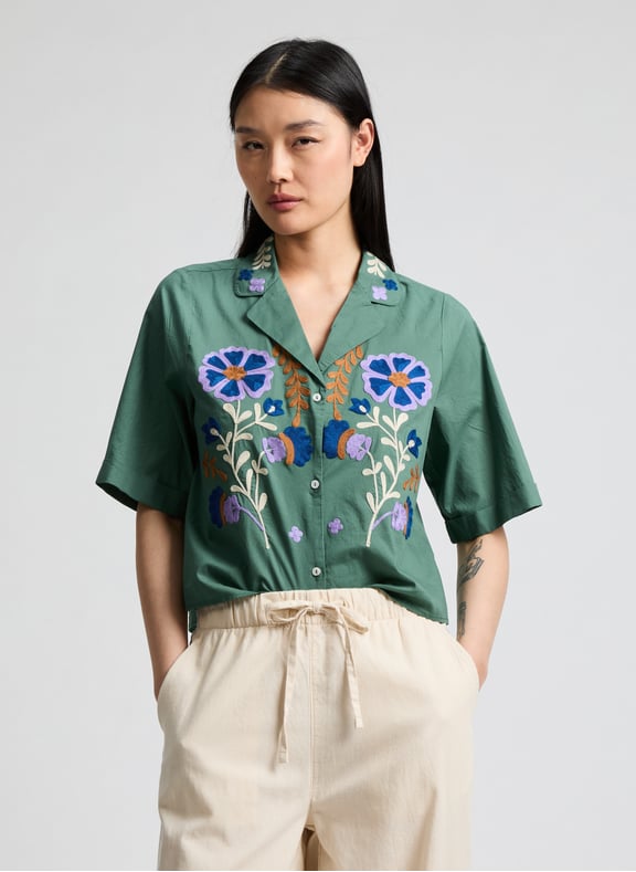 Chemise Emile en coton Vert by LOUISE MISHA LOUISE MISHA Chemise Emile en coton Vert