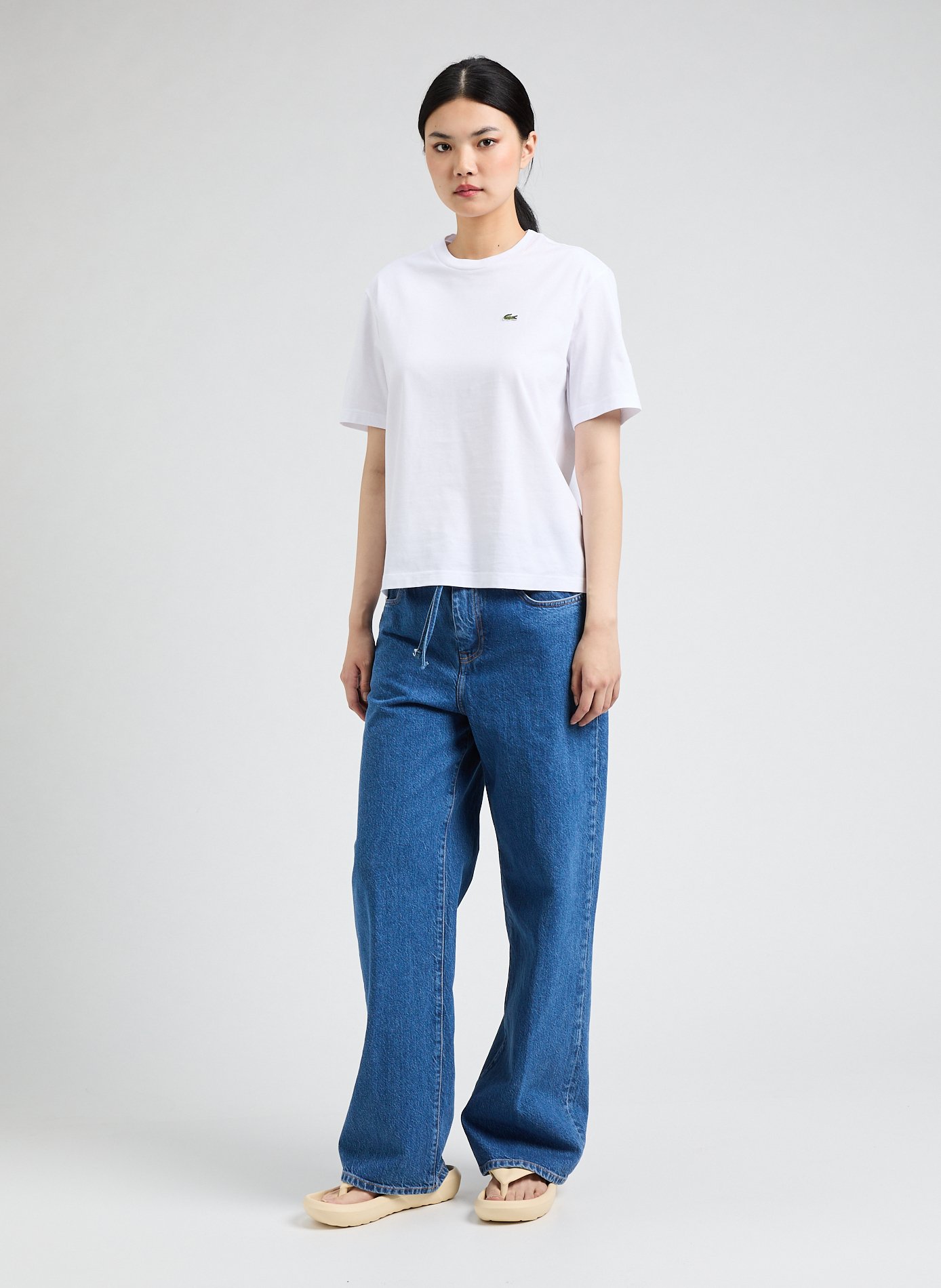 Jean large en coton  LACOSTE Bleu