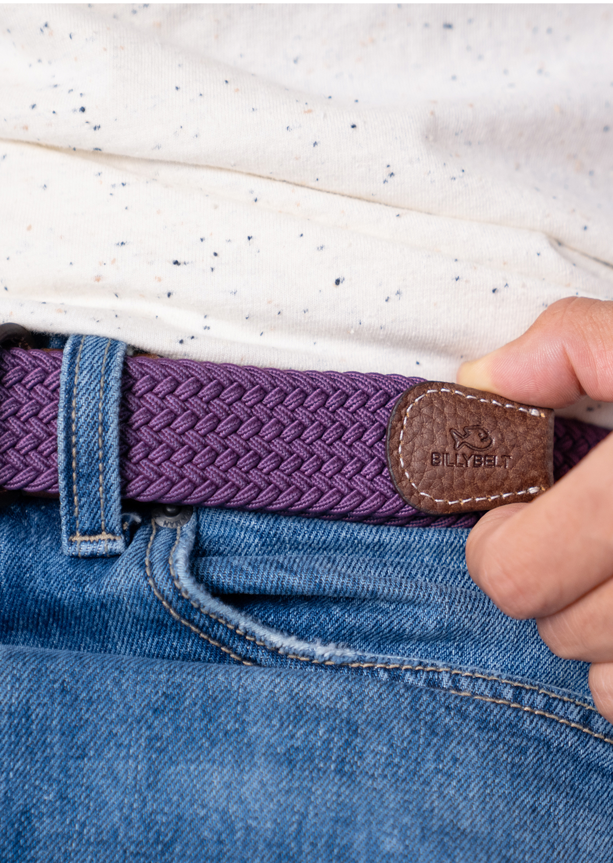 Ceinture tressée élastique unie Violet