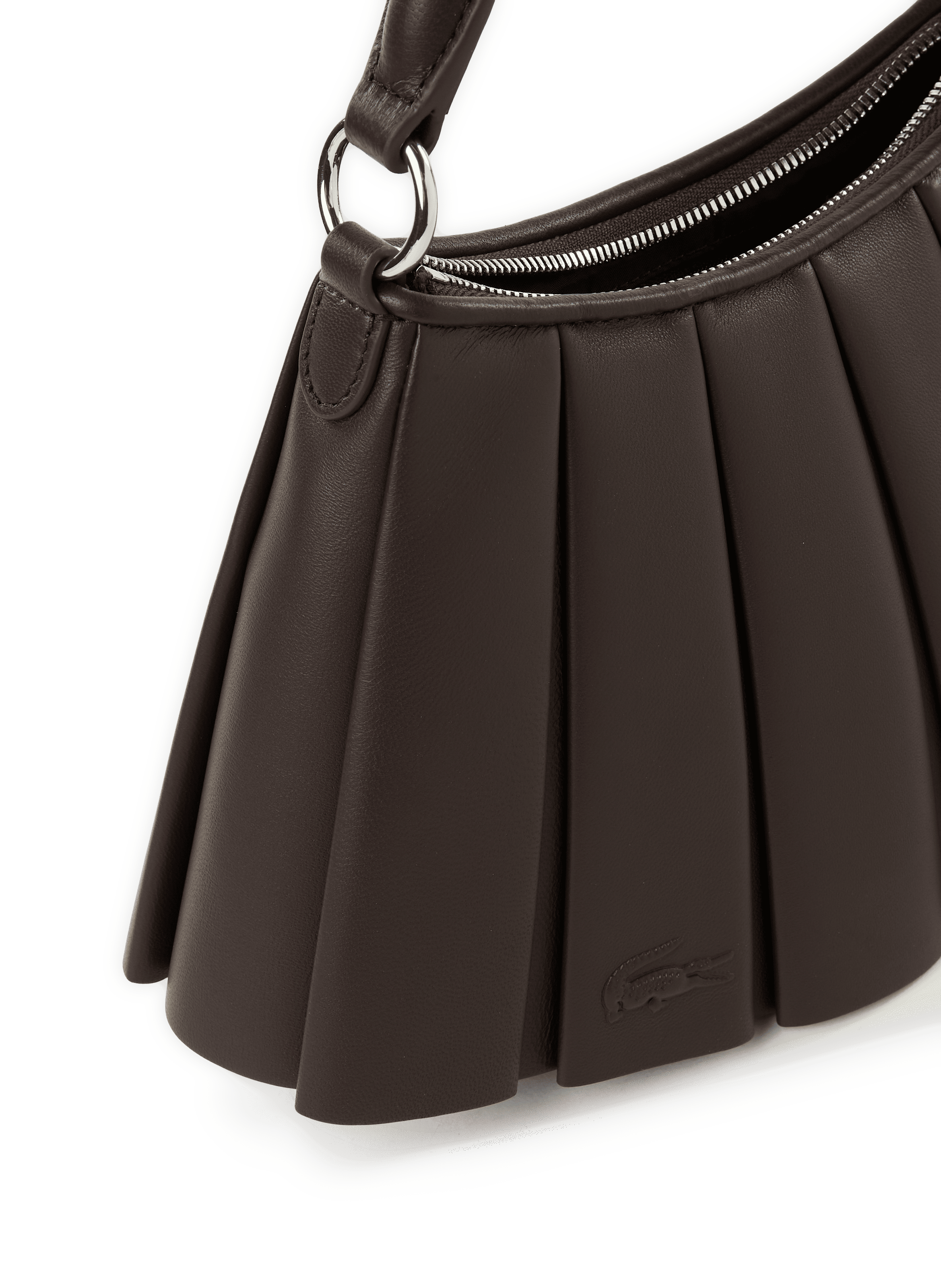 Petit sac Lenglen plissé en cuir LACOSTE Marron