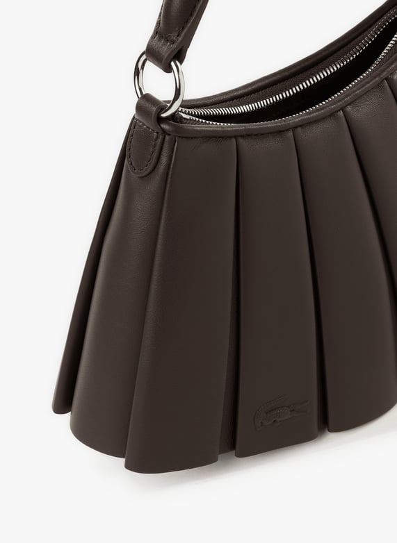 Petit sac Lenglen plissé en cuir | Marron by LACOSTE Petit sac Lenglen plissé en cuir Marron