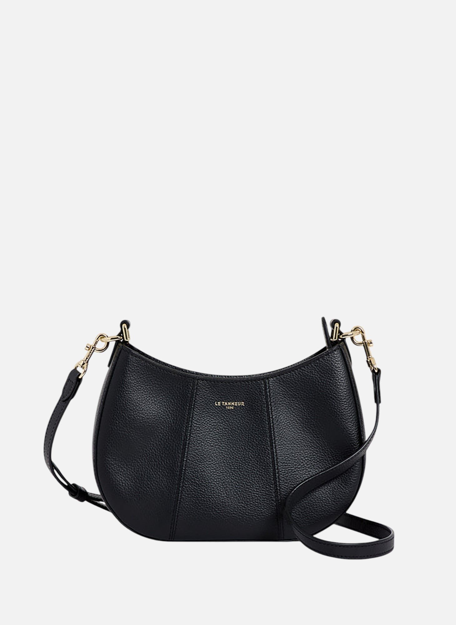 Petit sac demi-lune juliette en cuir grainé LE TANNEUR Noir