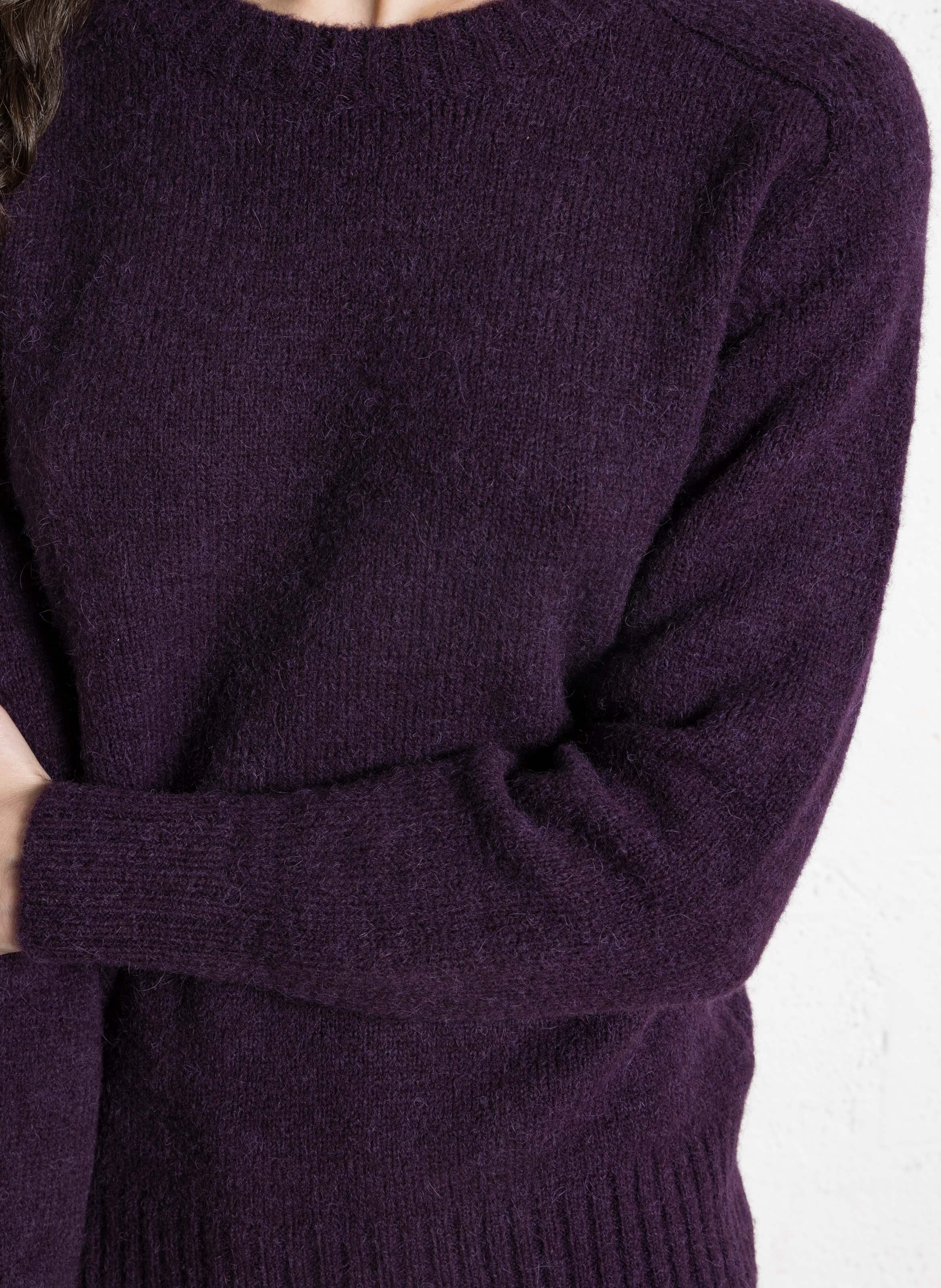 Pull col rond droit en maille tricotée envie SOEUR Violet