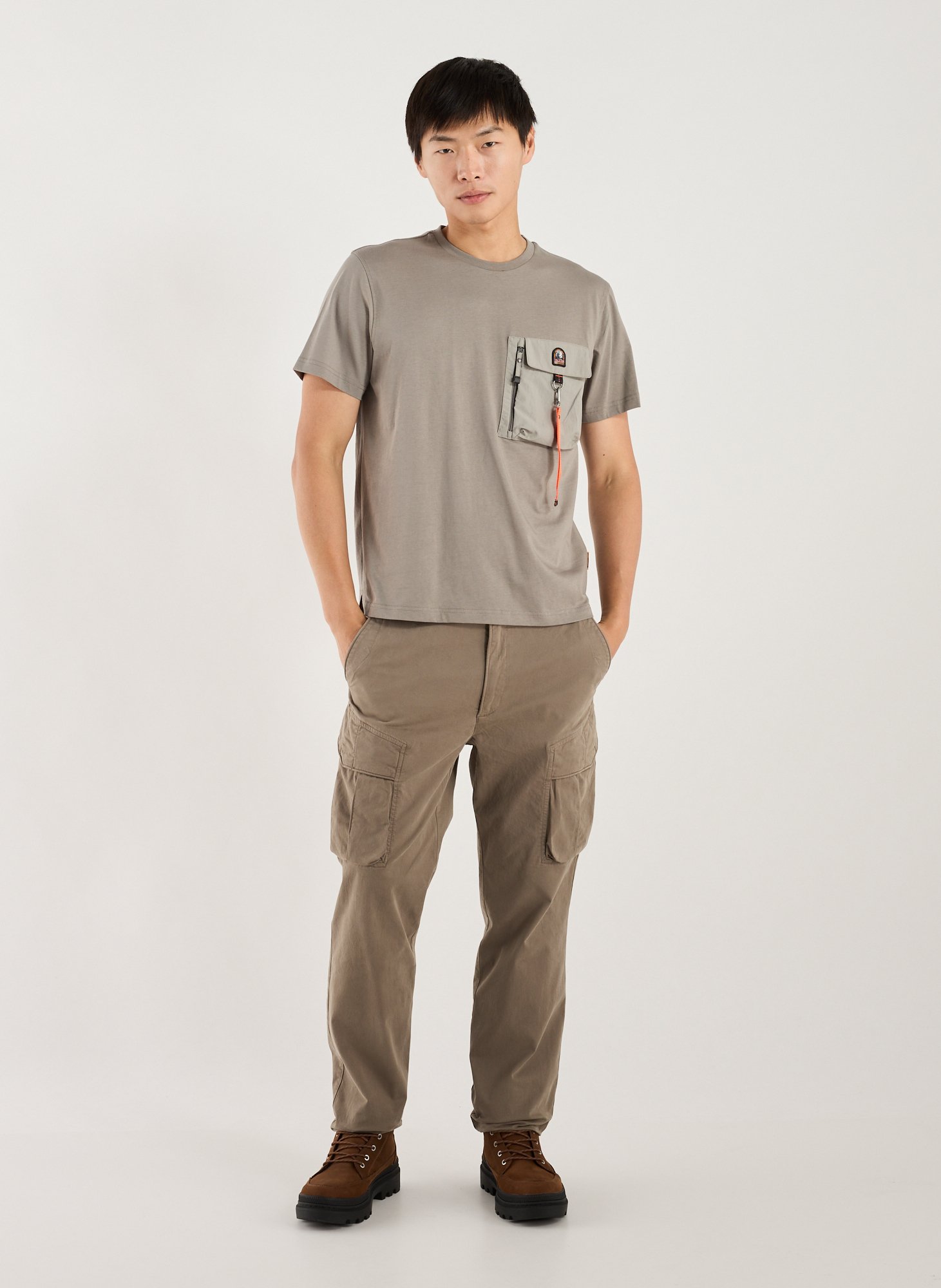 T-shirt droit à poche en coton PARAJUMPERS Gris