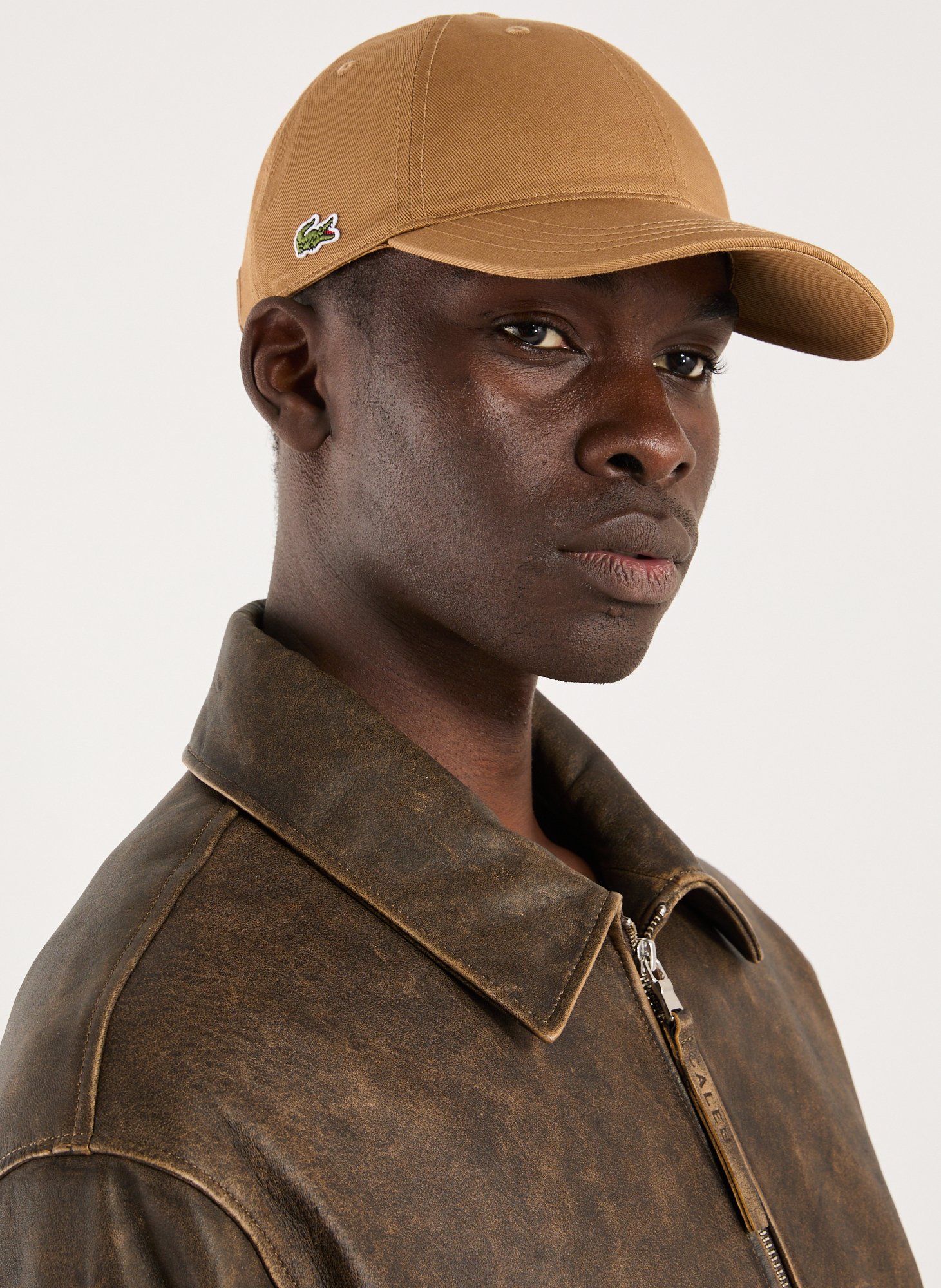 Cotton cap LACOSTE Brown