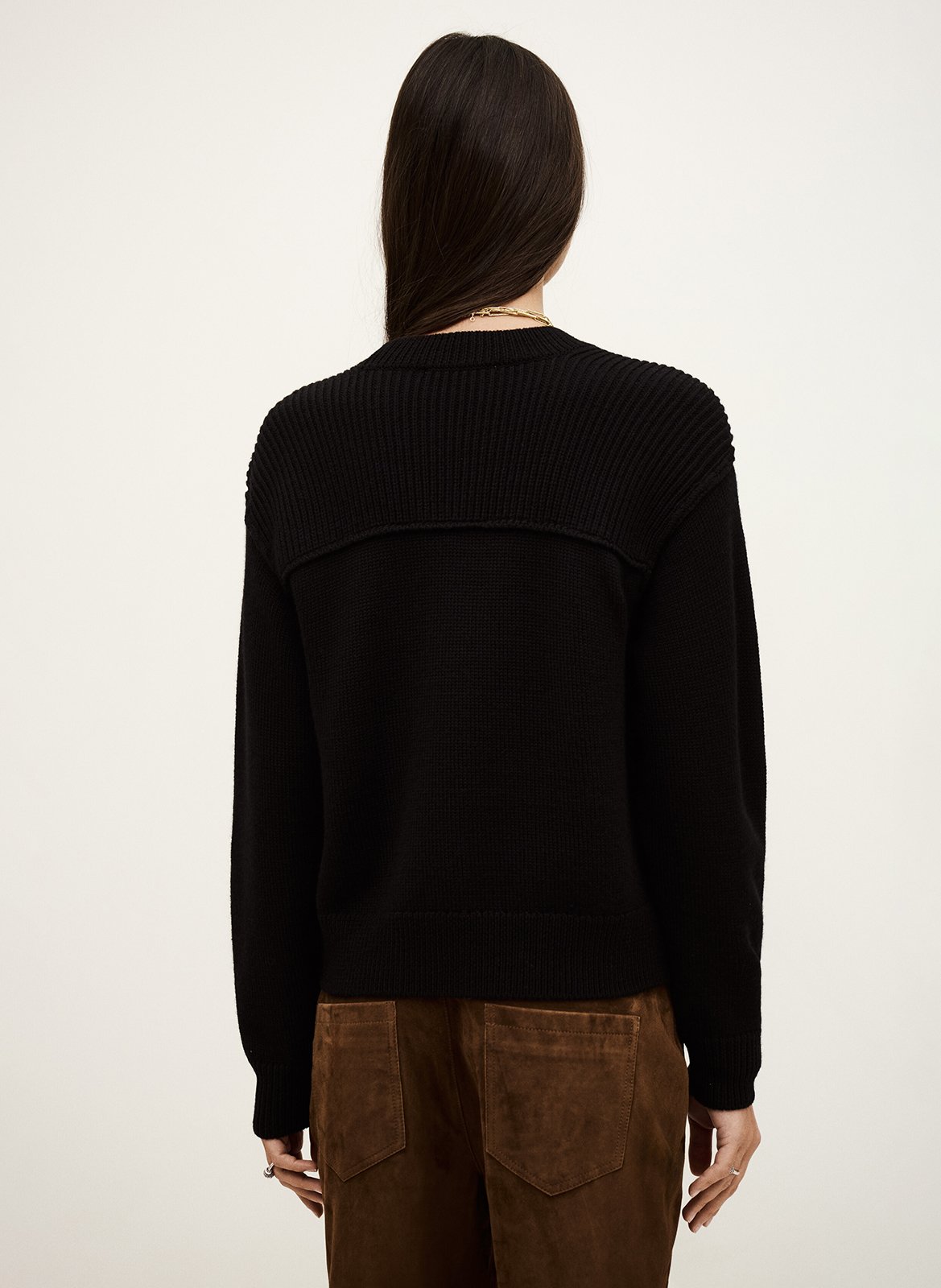 Pull droit col rond en laine liara BA&SH Noir