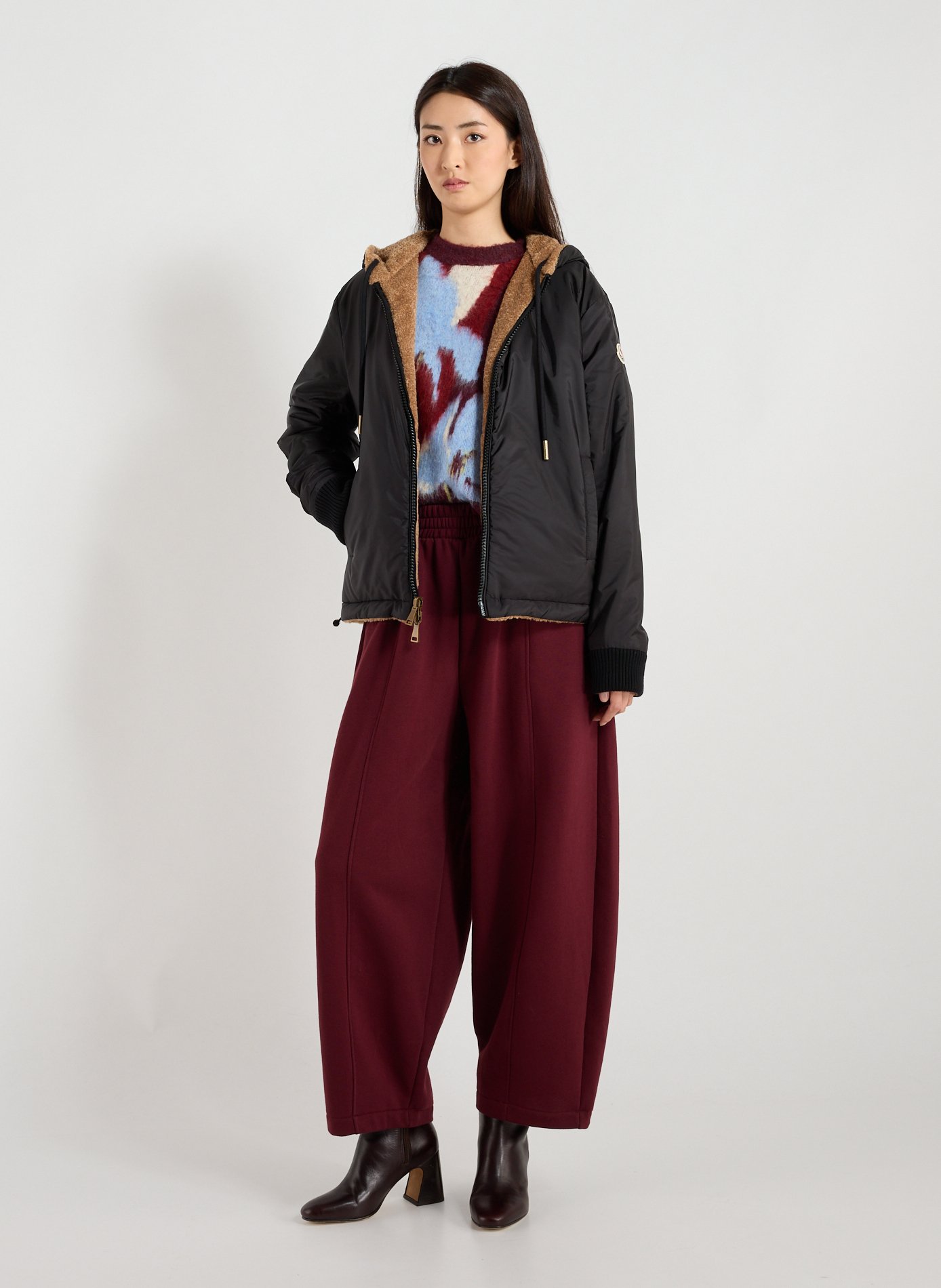 Shearling hooded jacket MONCLER Beige