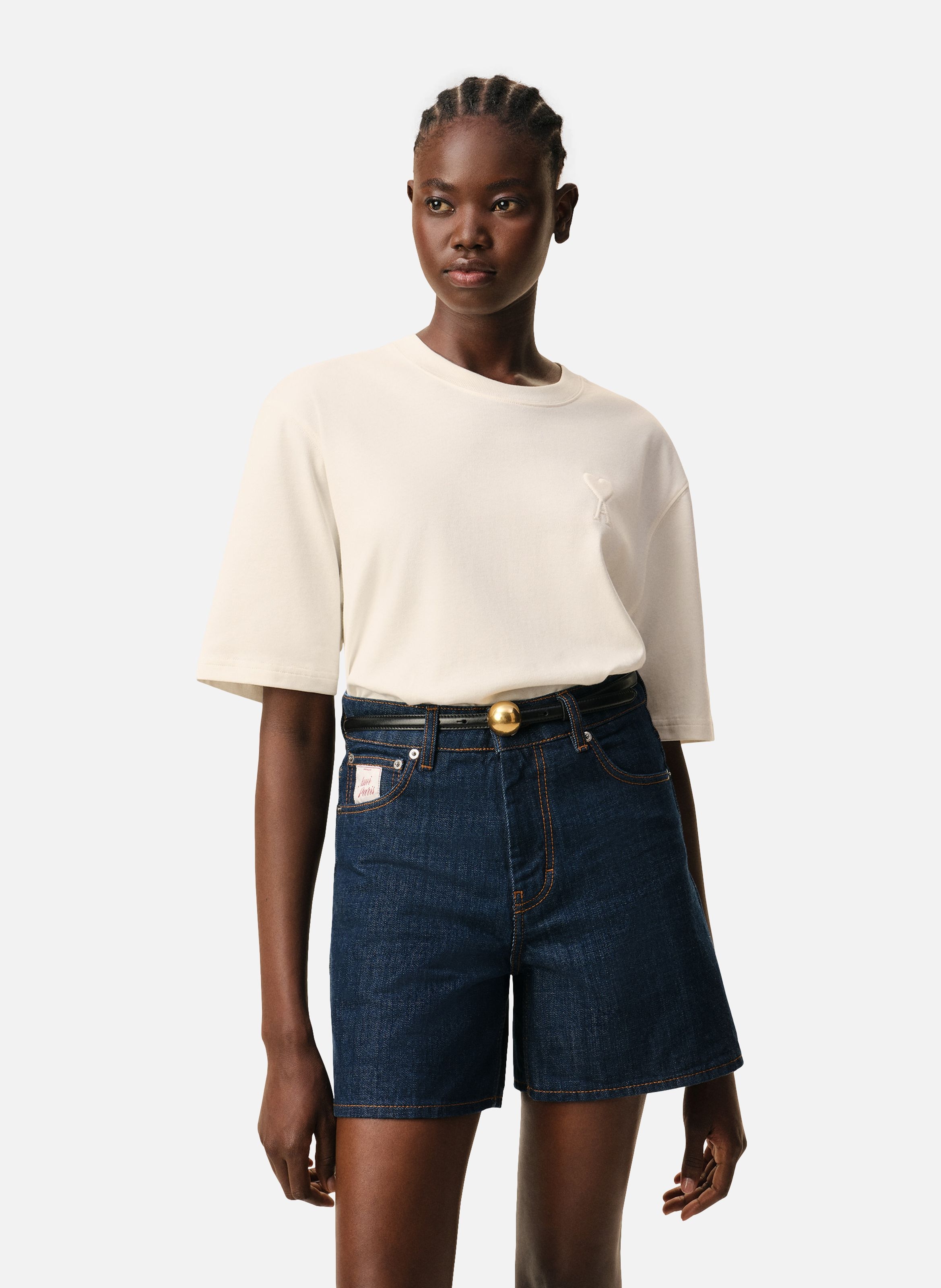 T-shirt ami de coeur embossé unisexe en coton AMI PARIS Blanc