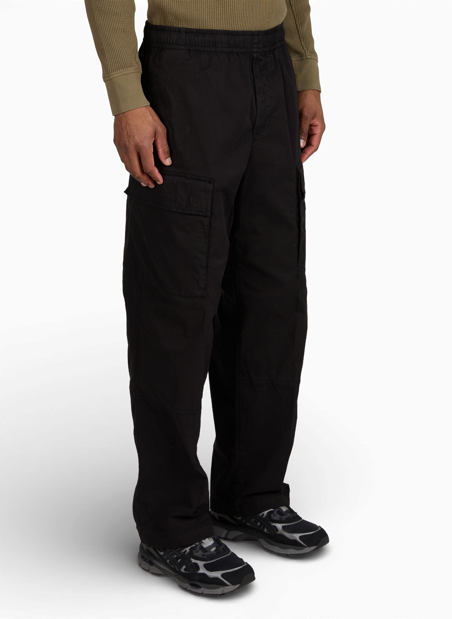 Straight cargo pants in blended cotton STONE ISLAND Black