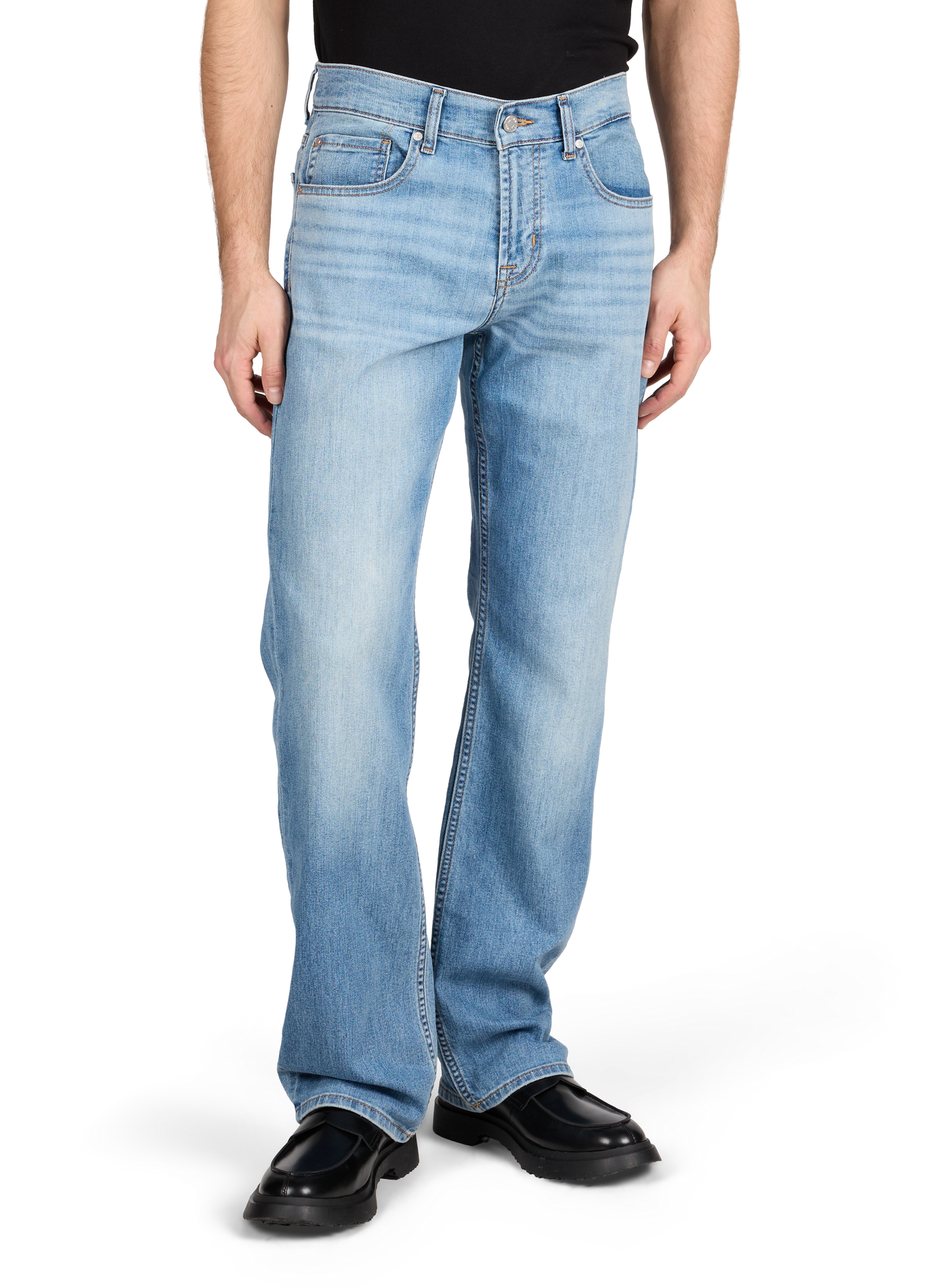Jeans Austyn droit en coton mélangé 7 FOR ALL MANKIND Bleu