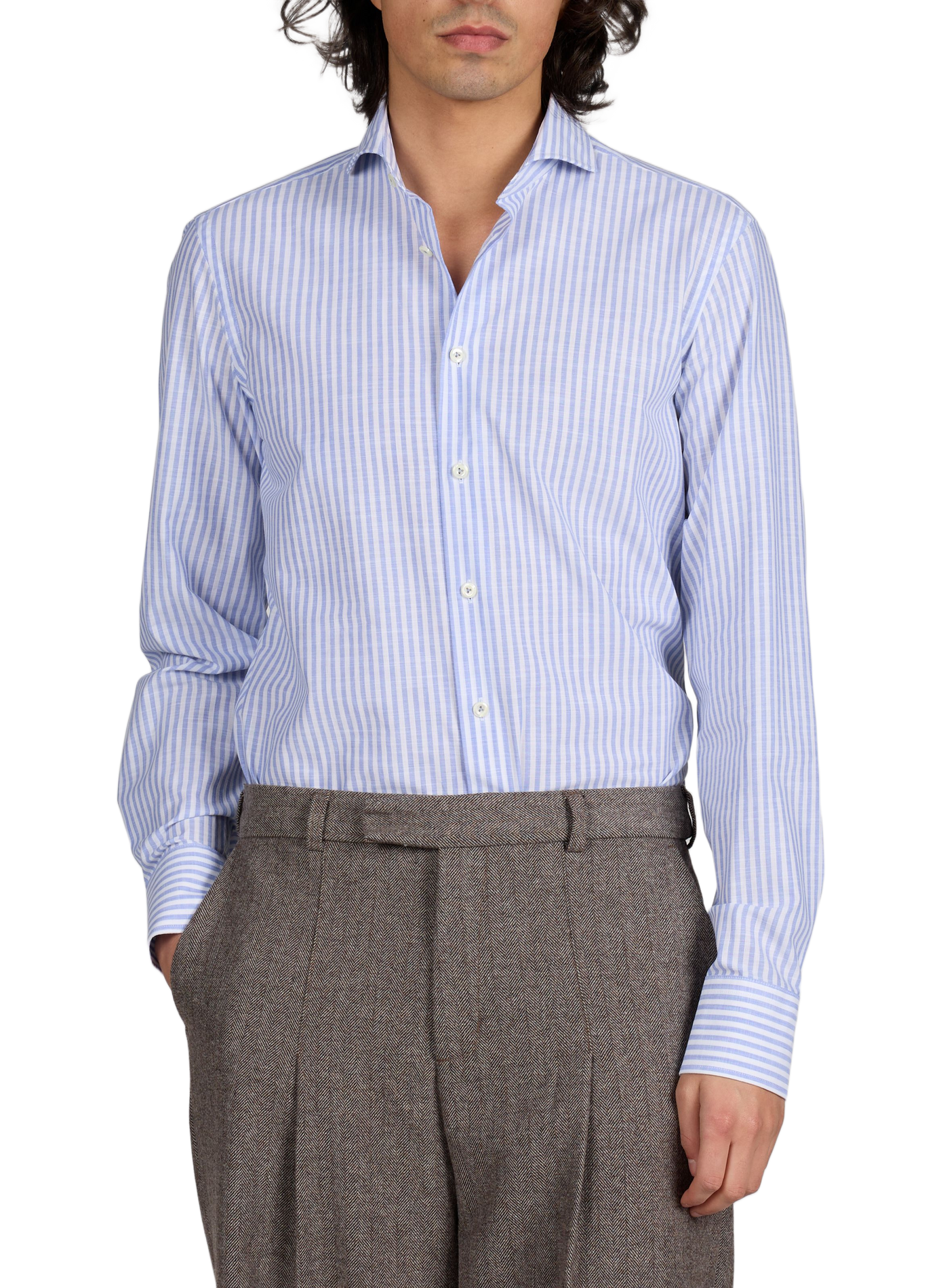 Chemise rayée slim en coton VAN LAACK Bleu