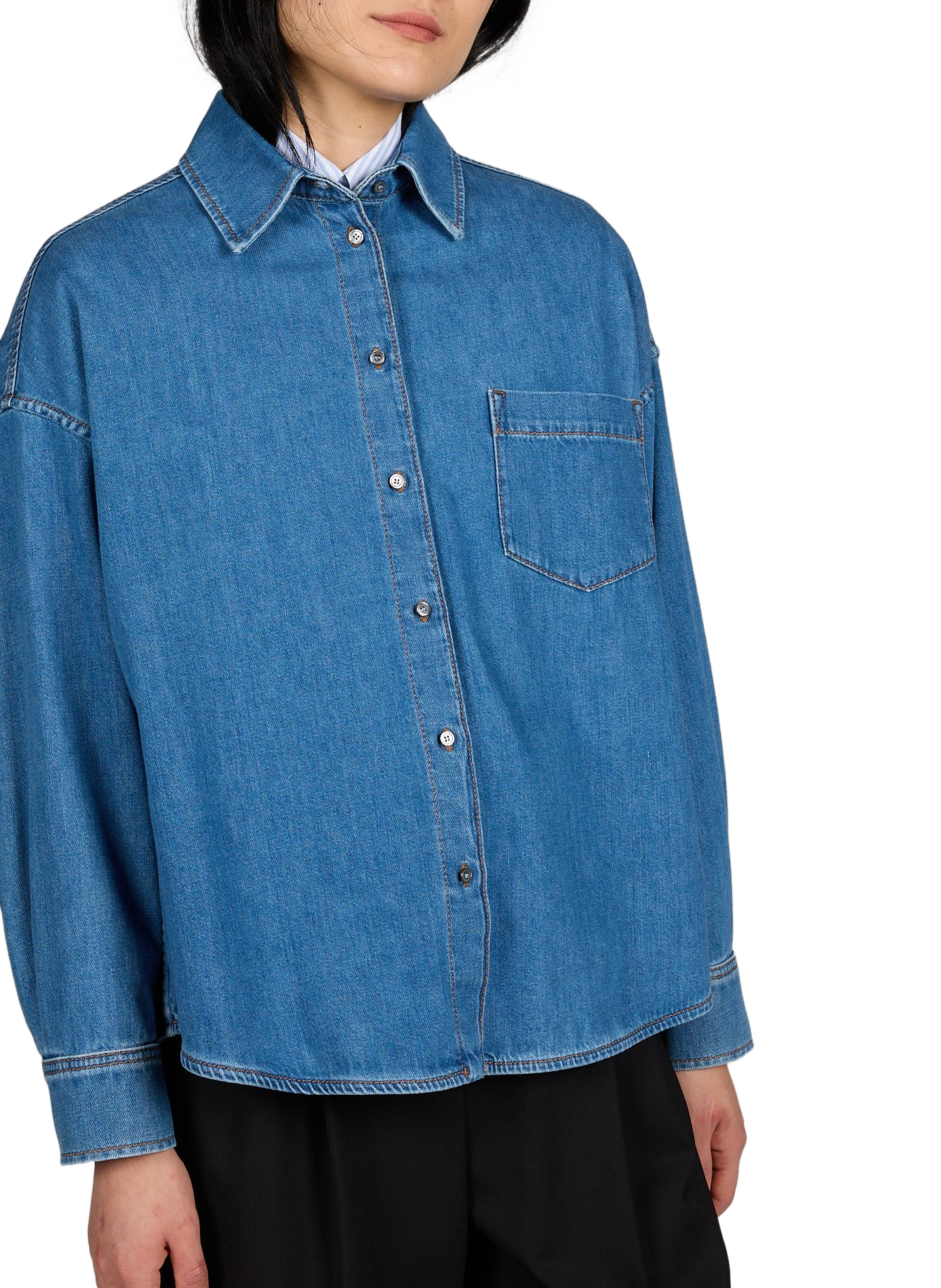 Chemise denim en coton MAX MARA WEEK END Bleu