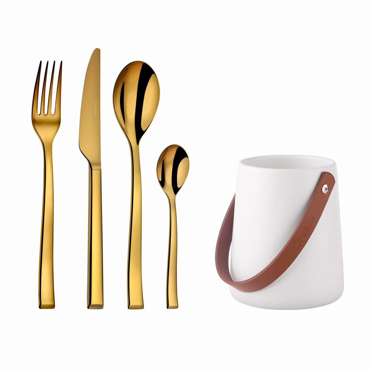 Side - ménagère 24 pièces avec support de rangement nomade COUZON Doré