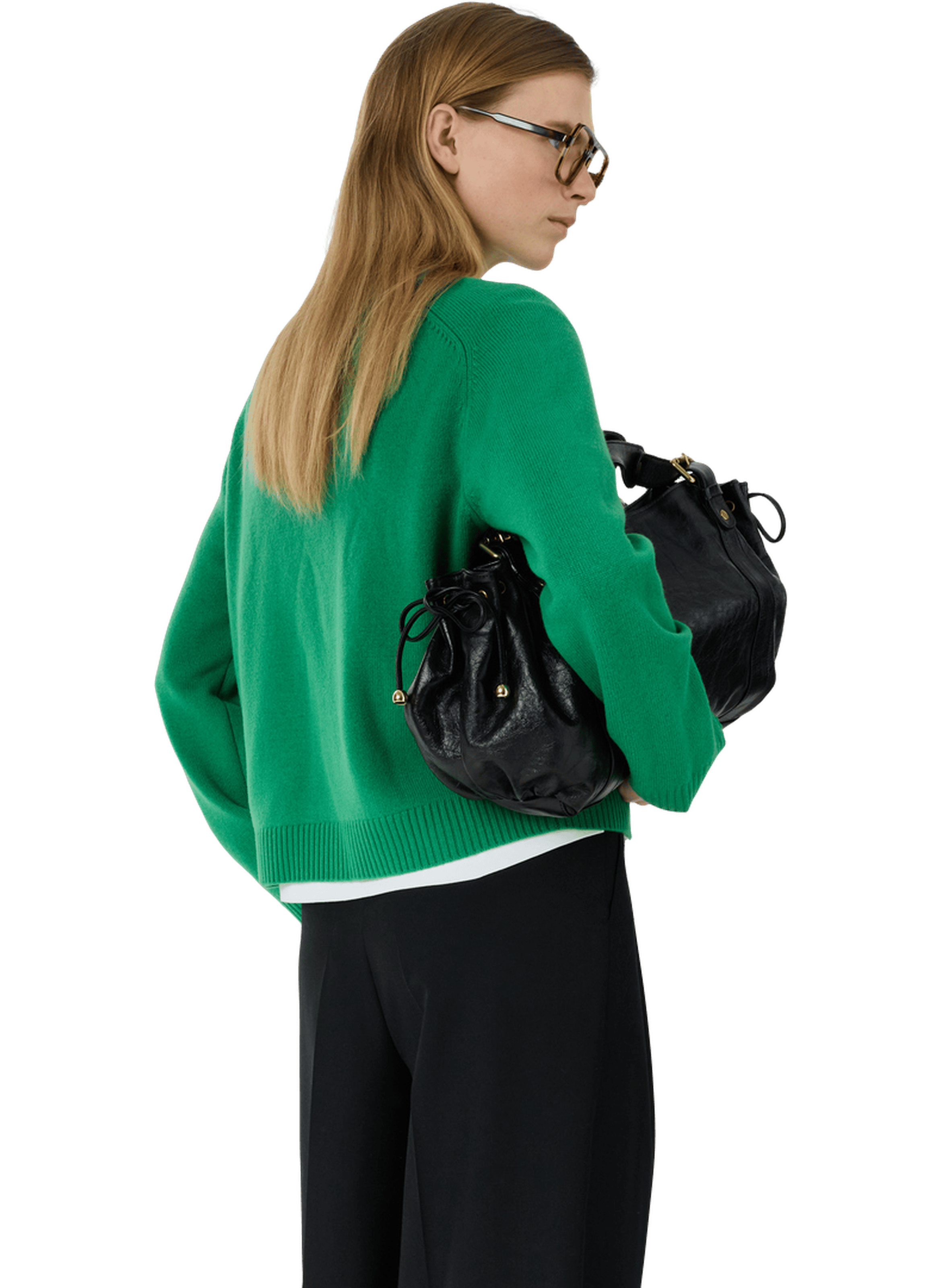 Pull à col rond en laine Vert