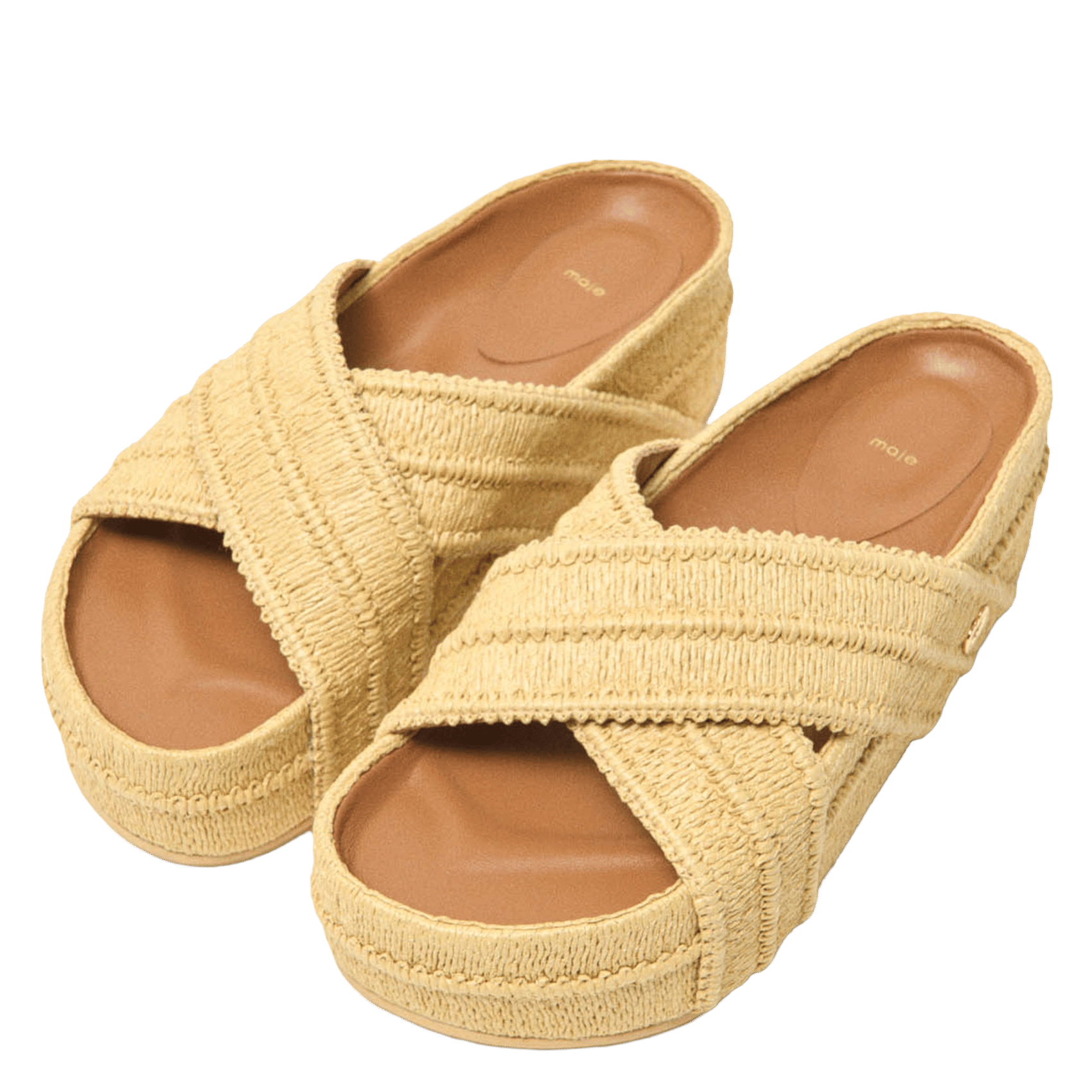 Mules compensées Beige