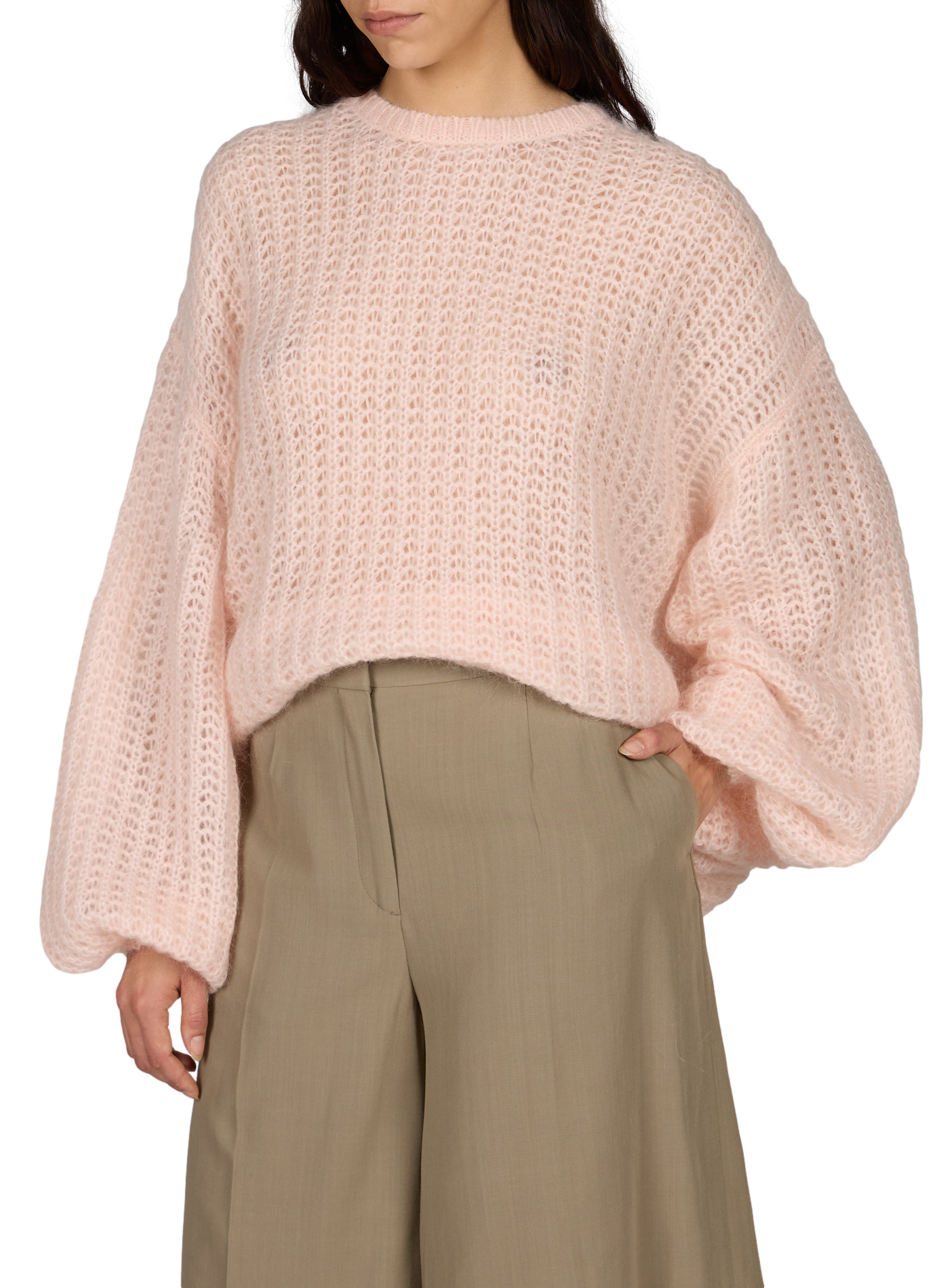 Sweater in wool and mohair blend with wide stitches TOTEME Pink