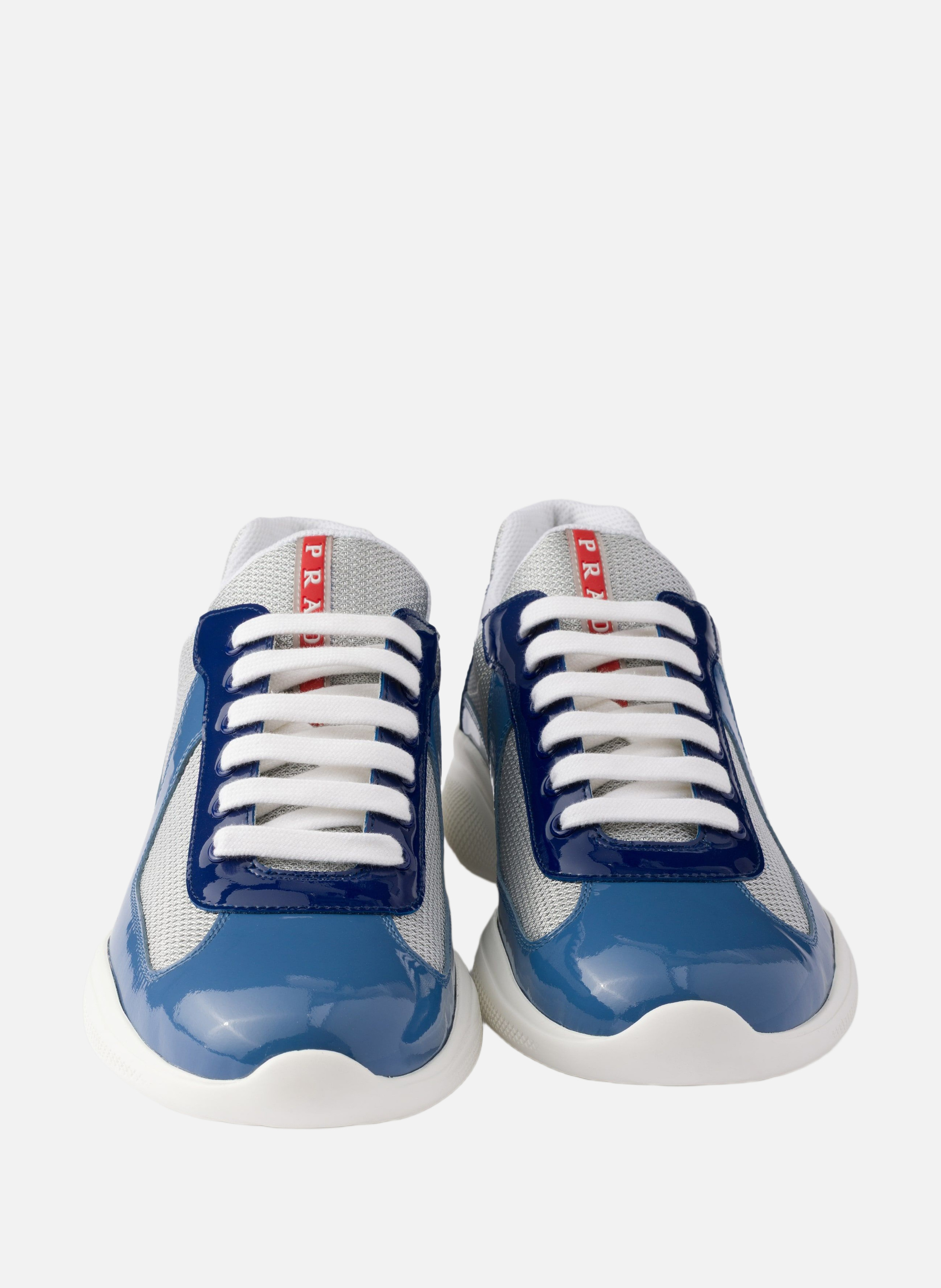 Sneakers prada america’s cup en cuir verni et tiss | Bleu PRADA Homme