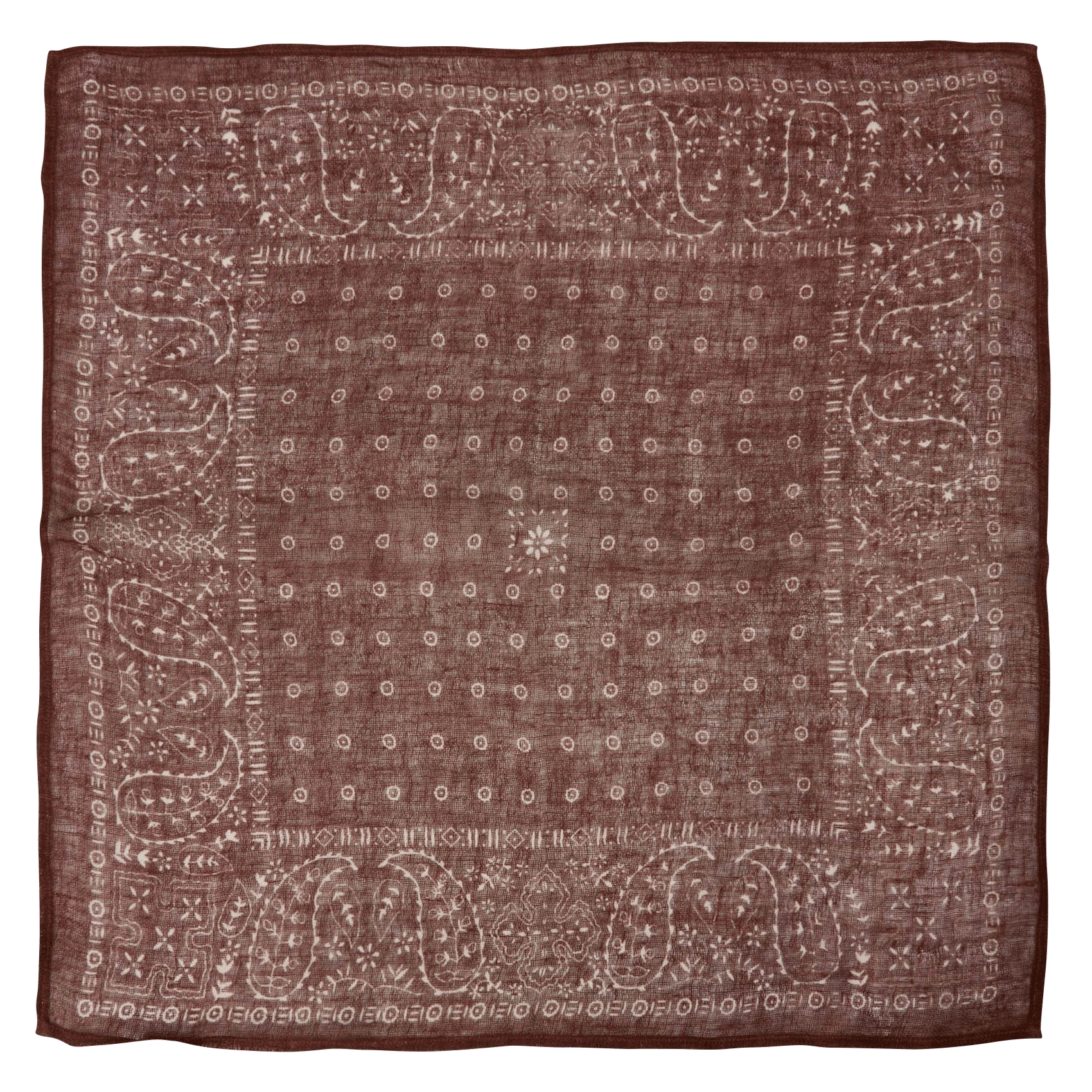 Foulard carré esprit bandana en lin IKKS Marron
