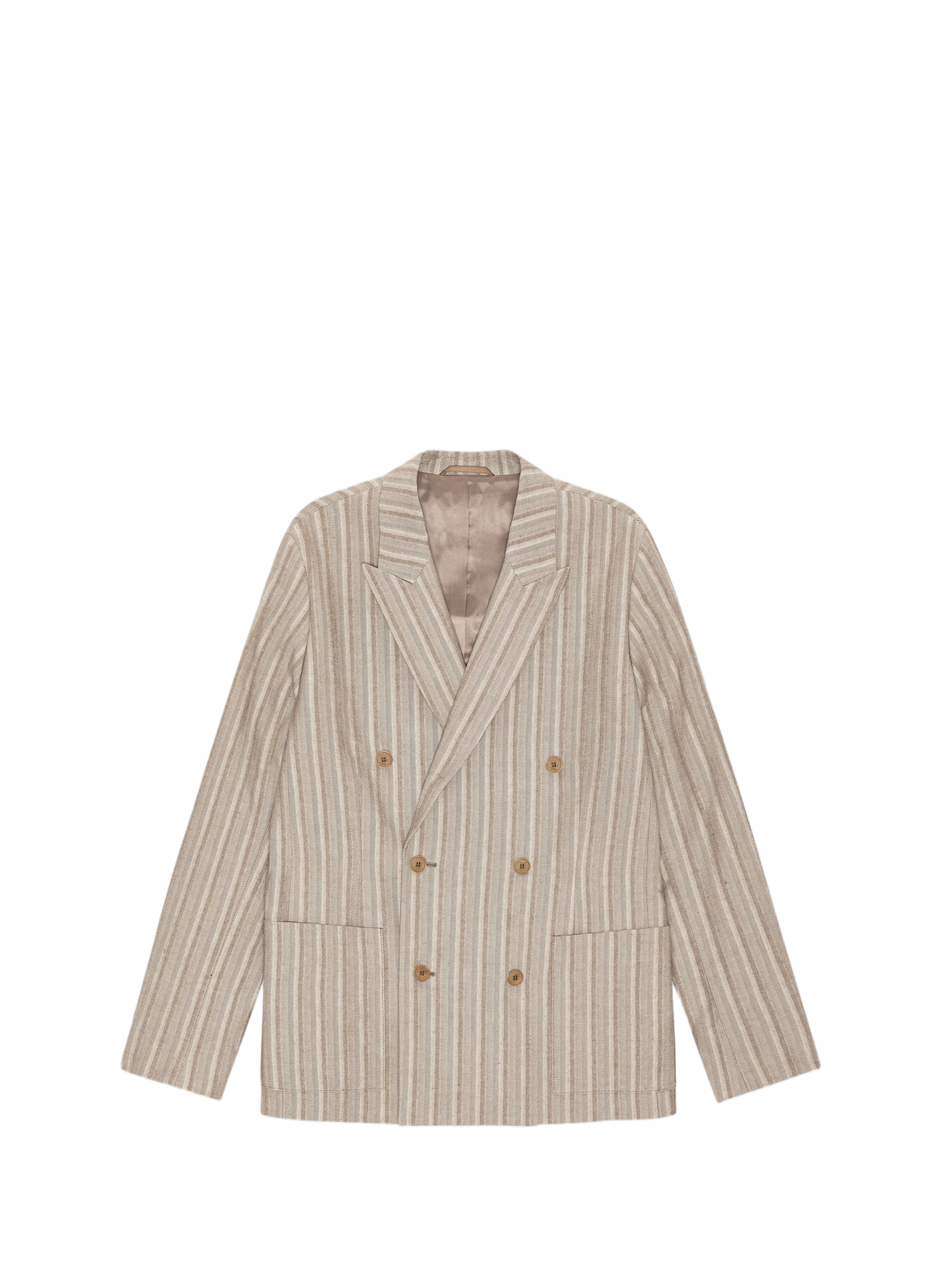 Gerader gestreifter Leinen- und Baumwollblazer NN.07 Braun