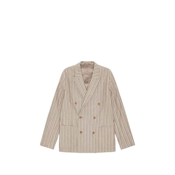 Blazer droit rayé en lin et coton Blazer droit rayé en lin et coton