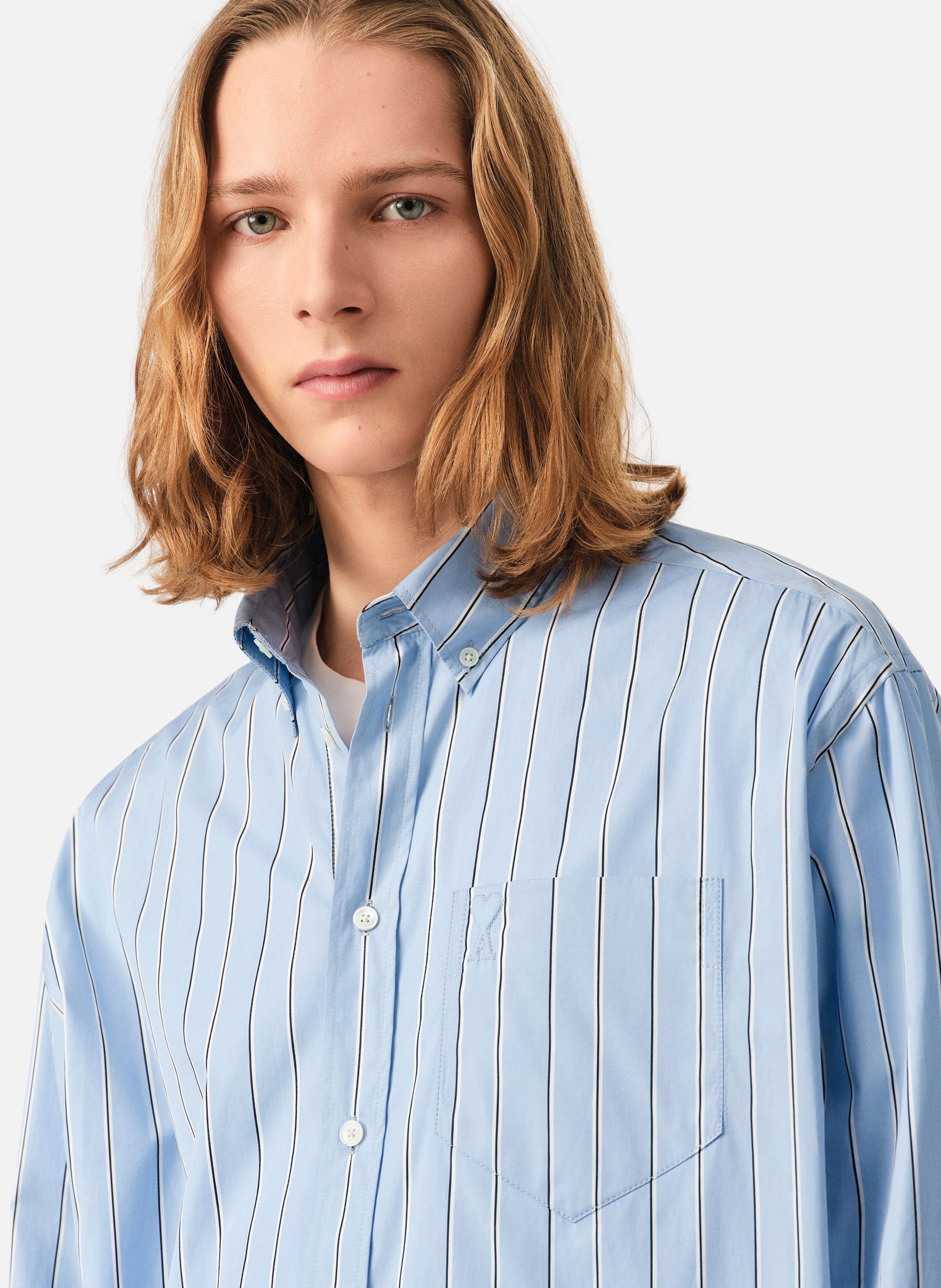 Chemise boxy en coton ami de coeur embossé AMI PARIS Bleu