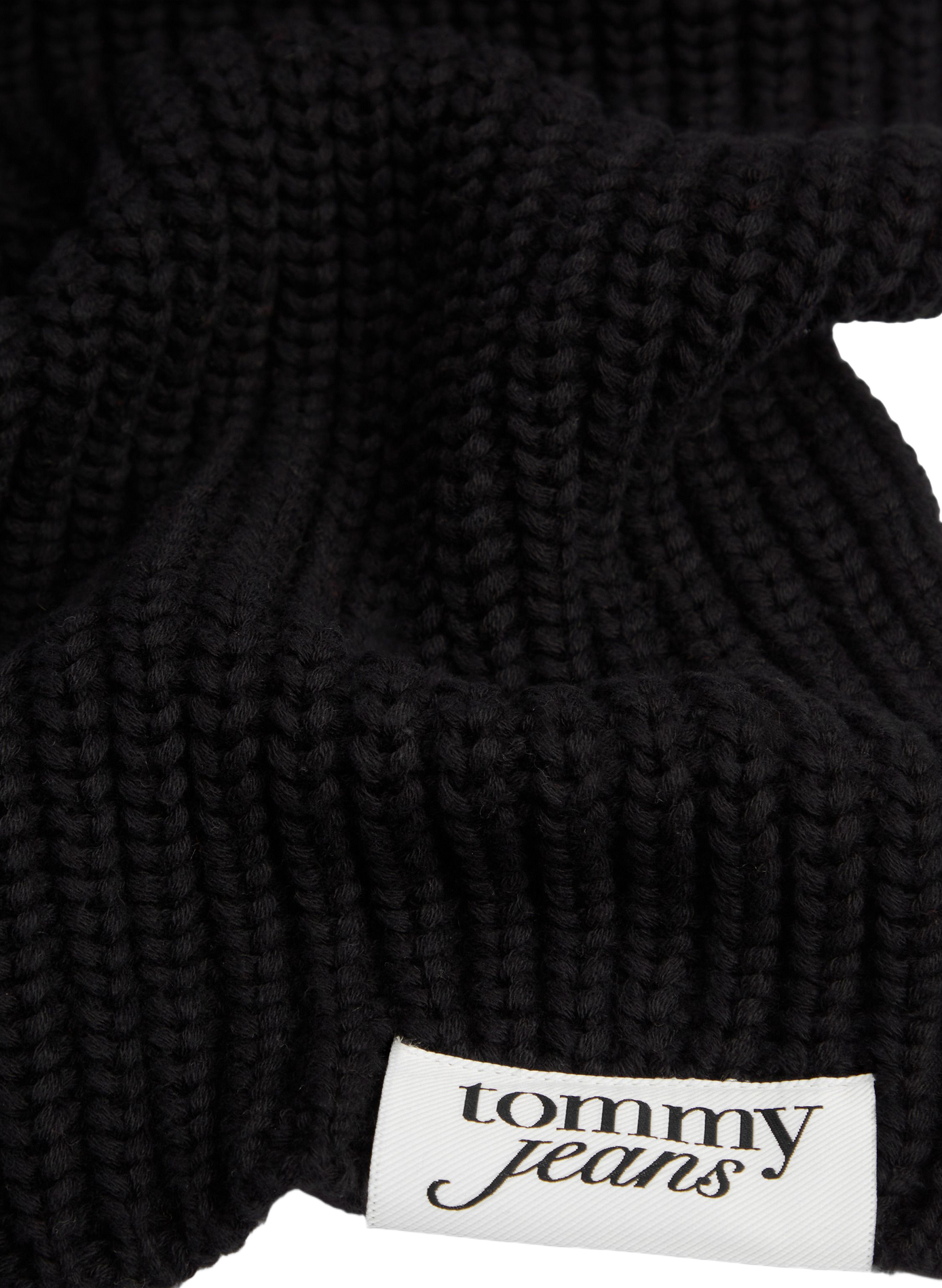 Cotton knit scarf TOMMY HILFIGER Black