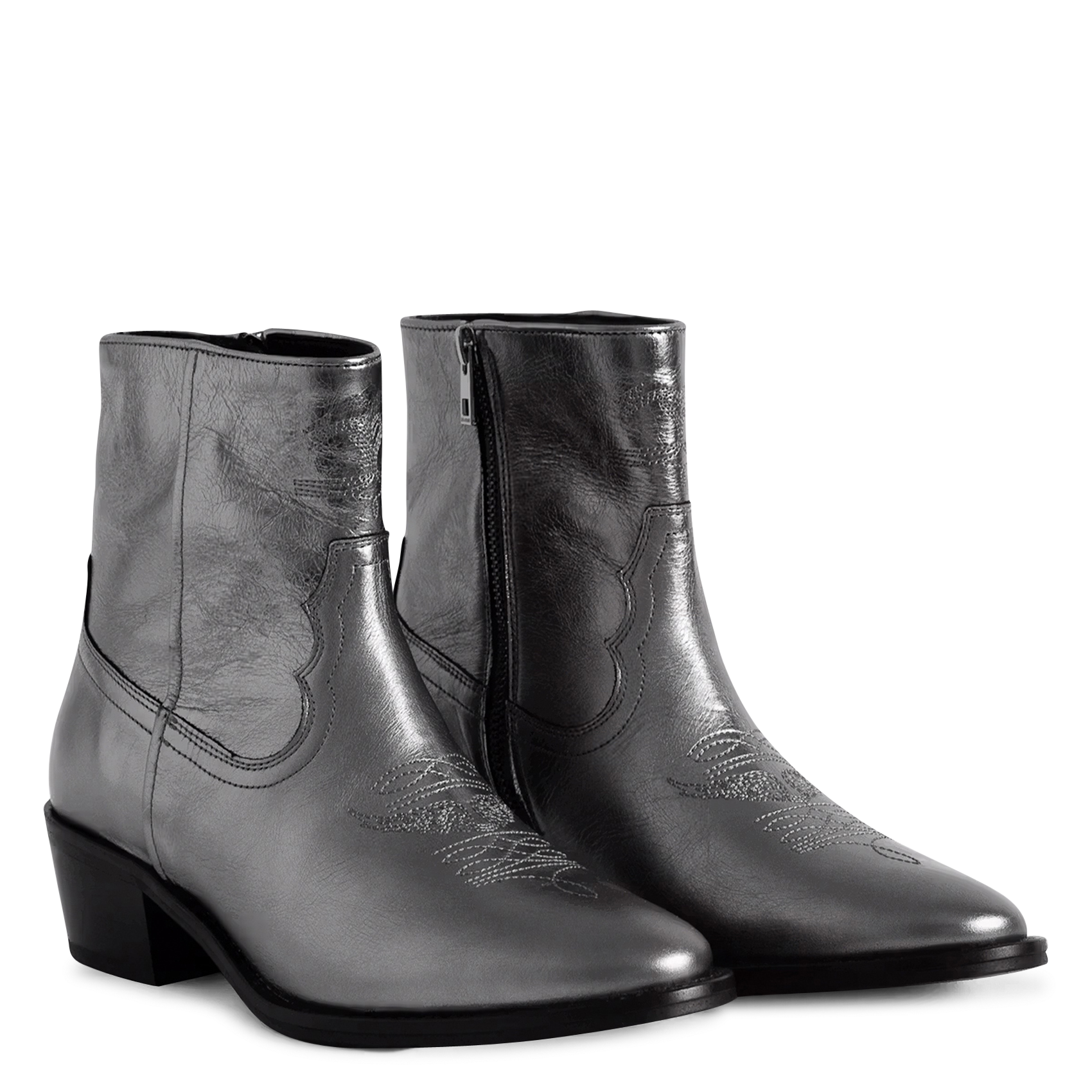 Bottines en cuir métallisé tex low ZADIG&VOLTAIRE Gris