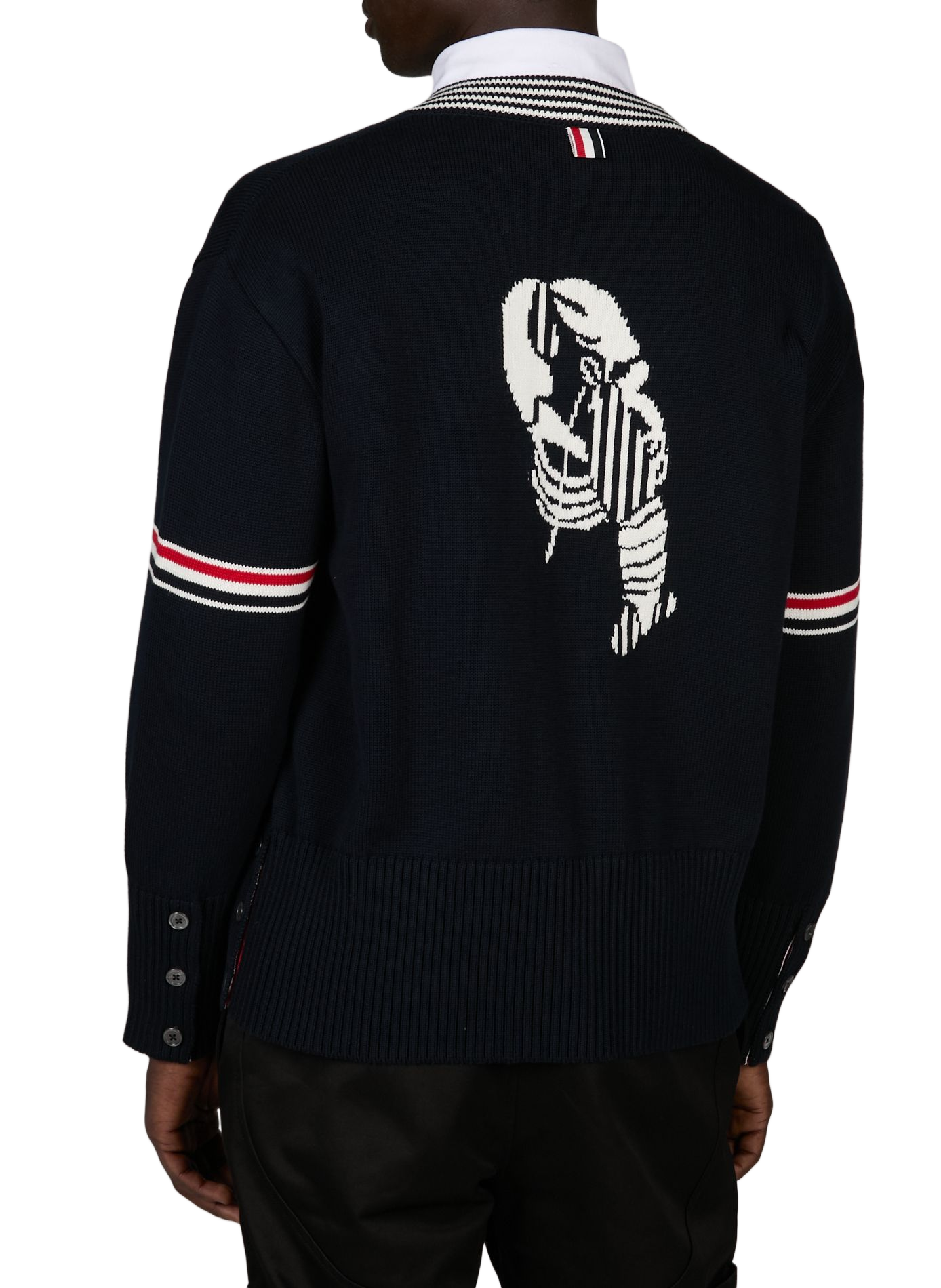 Rechte katoenen gebreide cardigan THOM BROWNE Blauw