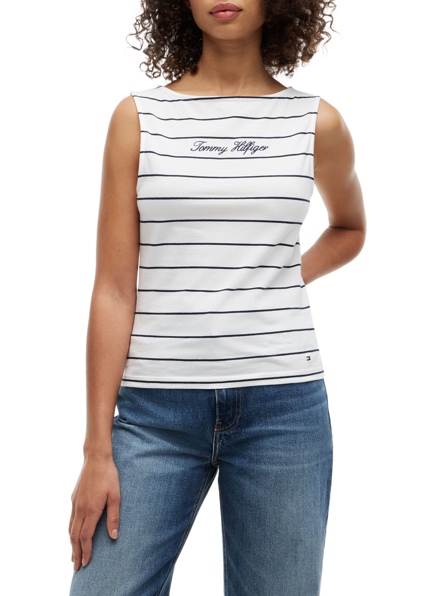 Round neck tank top in blended cotton TOMMY HILFIGER Multicolour