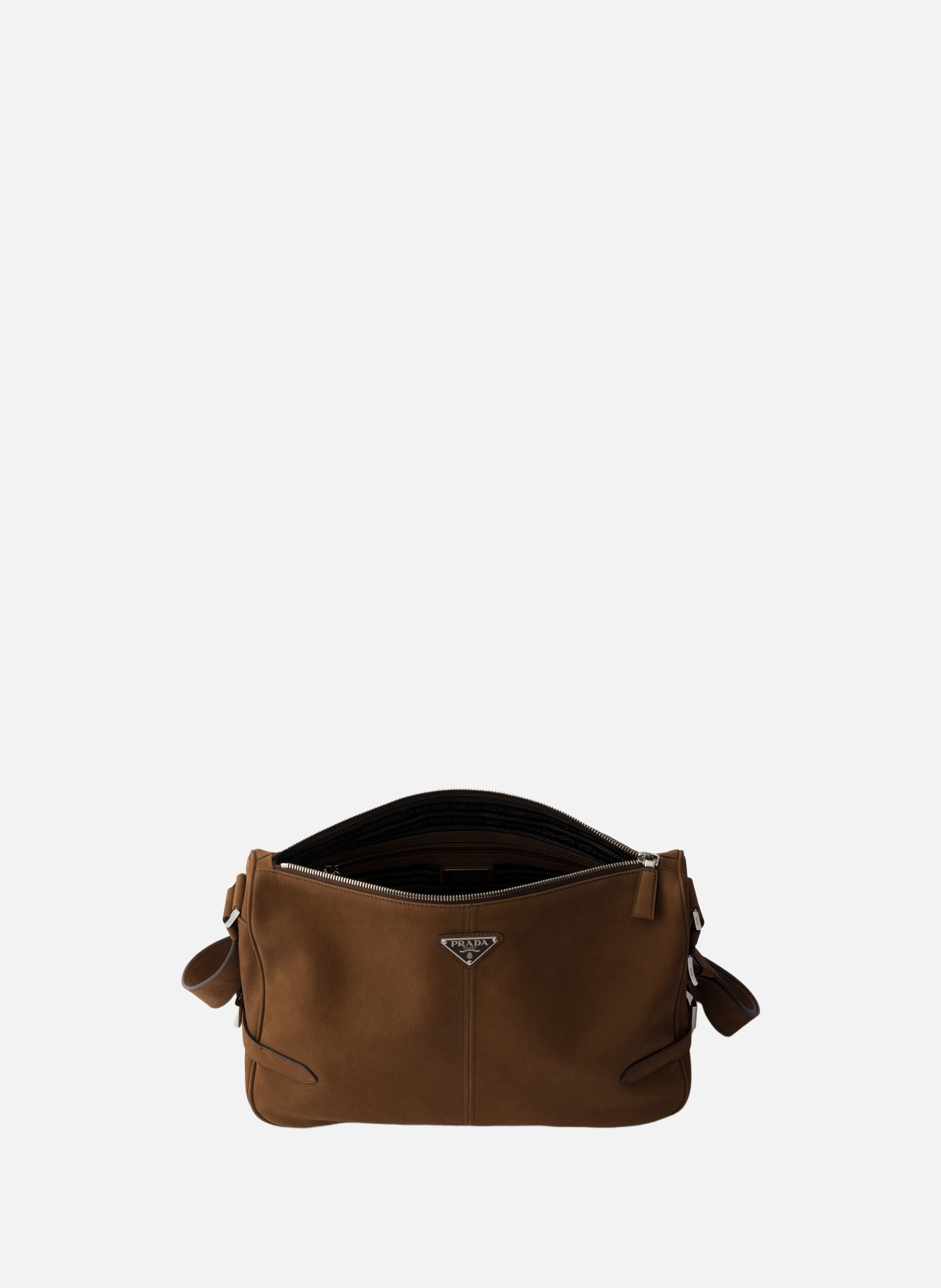 Sac à bandoulière en cuir nubuck PRADA Marron