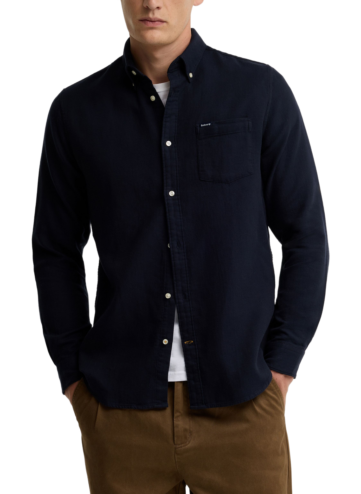 Rechte blouse met knoopkraag in effen katoen BARBOUR Blauw